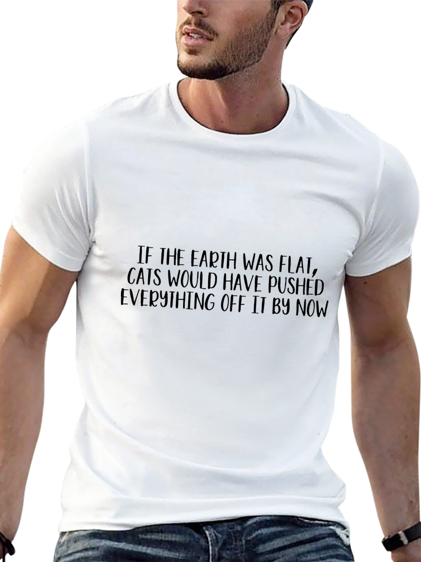 Flat Earth Cat T-Shirt - Funny Novelty Tee