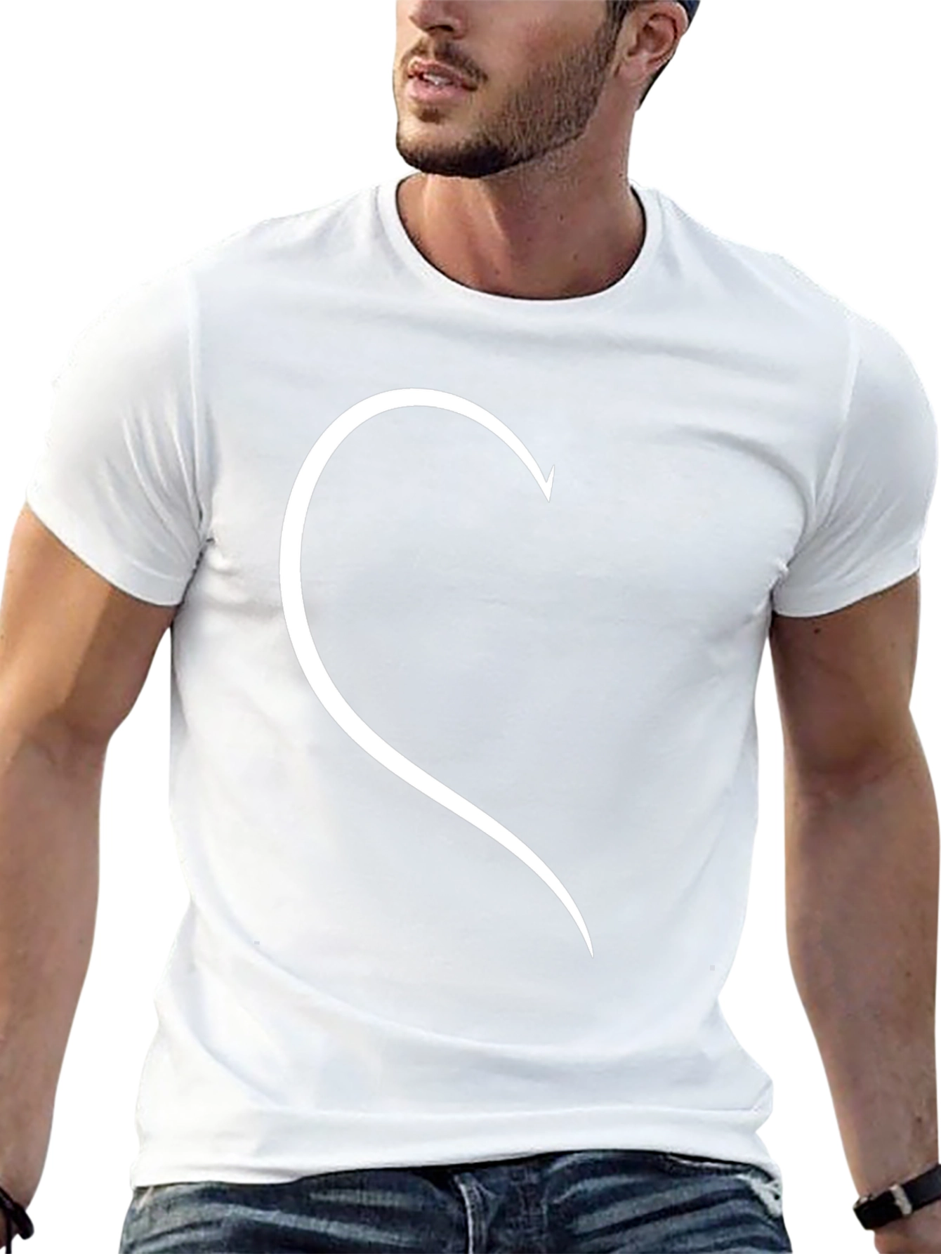 Matching Half Heart Couple T-Shirt - Black
