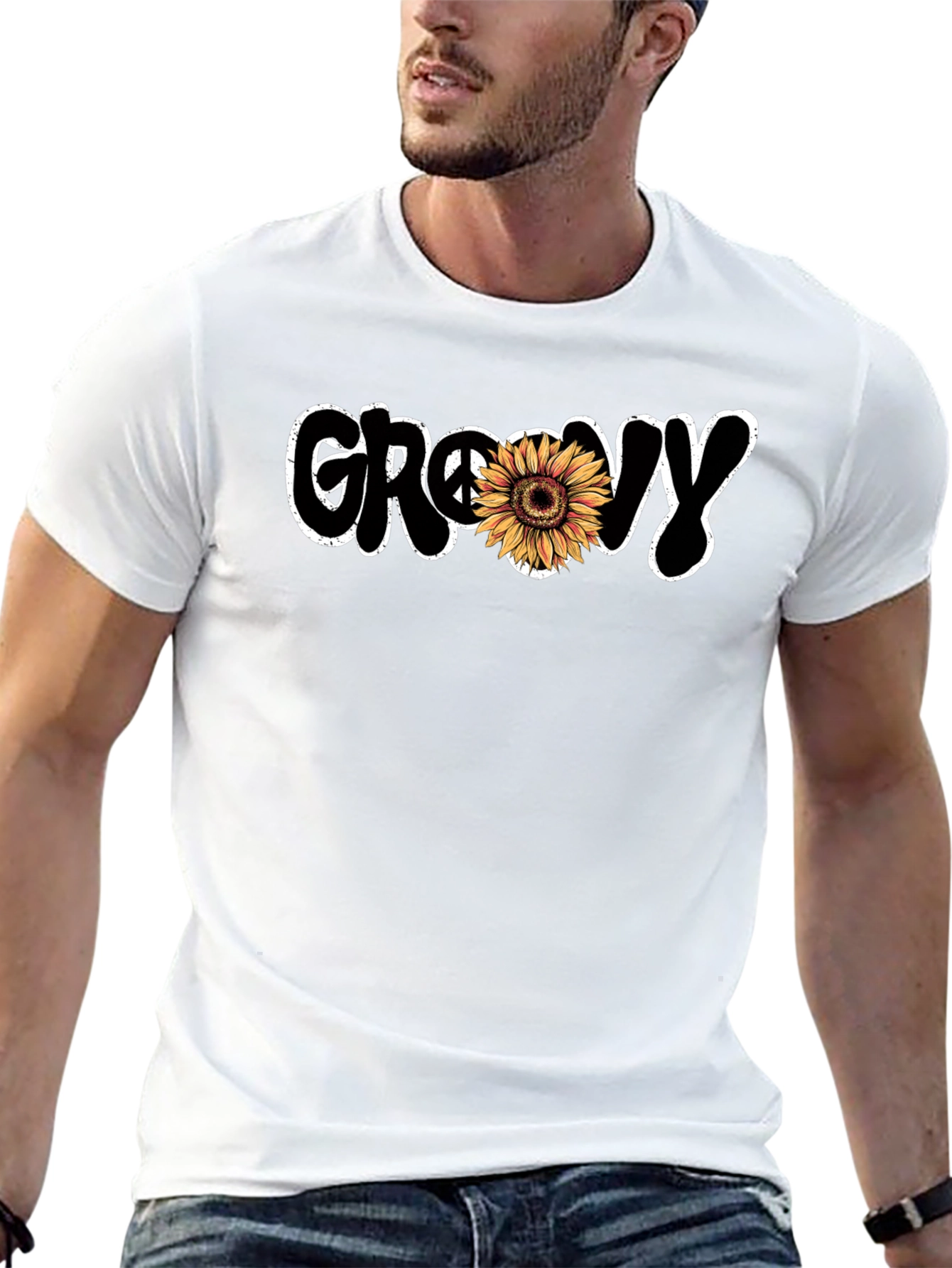 Groovy Sunflower Graphic T-Shirt - Retro Style Tee