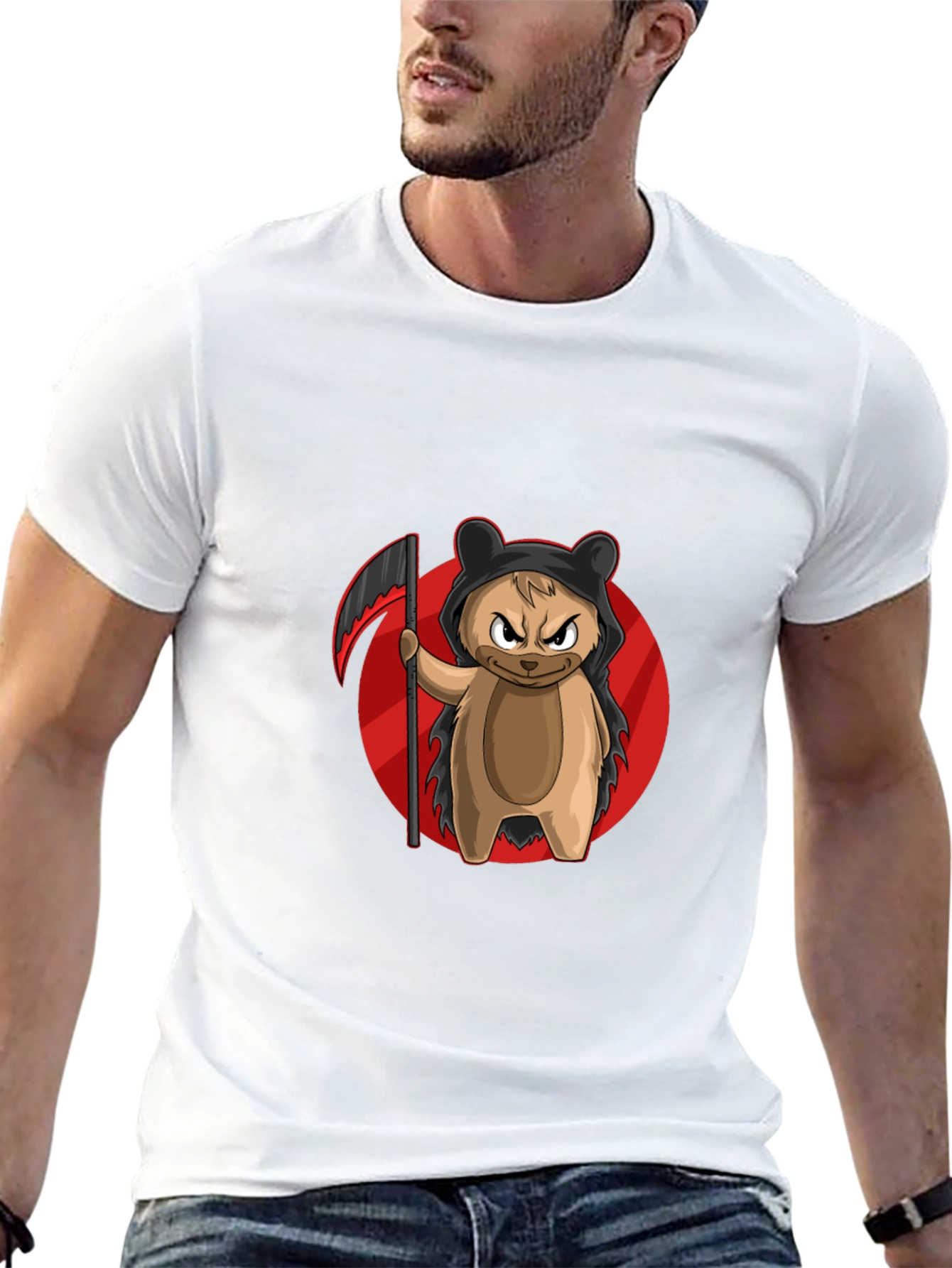 Grim Reaper Bear T-Shirt - Cool Cartoon Graphic Tee