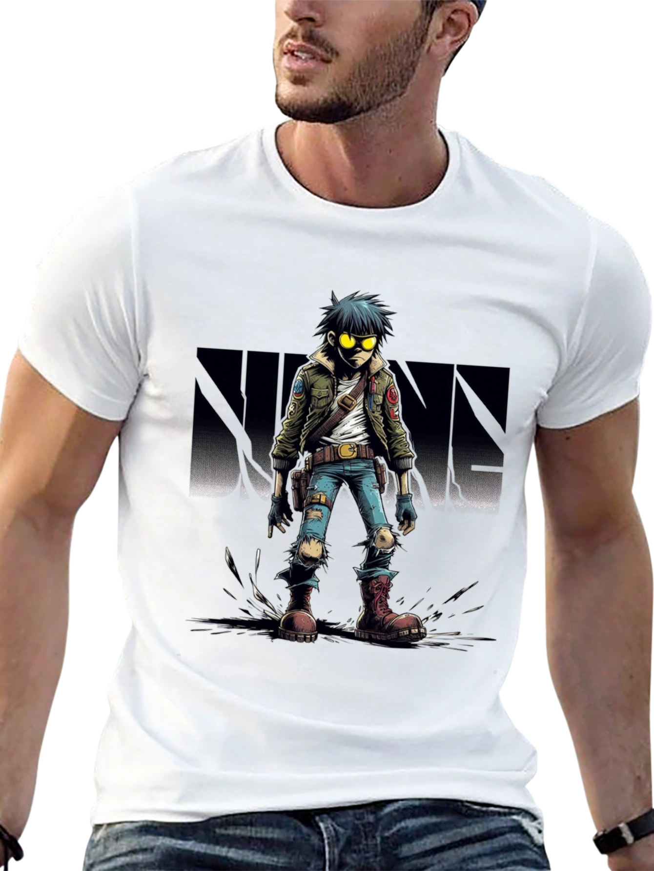 Gorillaz 2D Character Graphic Black T-Shirt