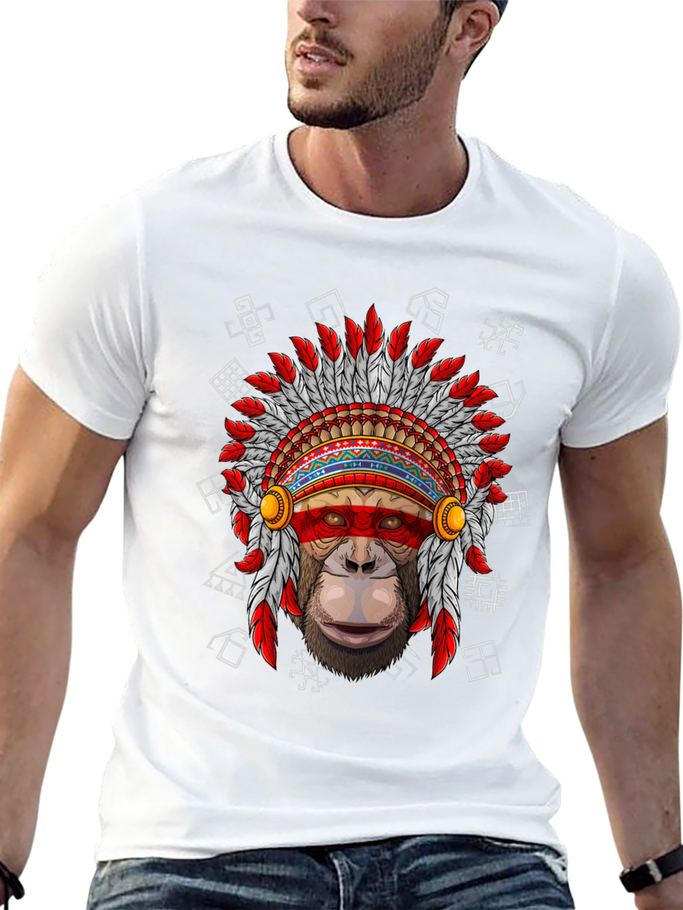 Monkey Chief Headdress Graphic T-Shirt