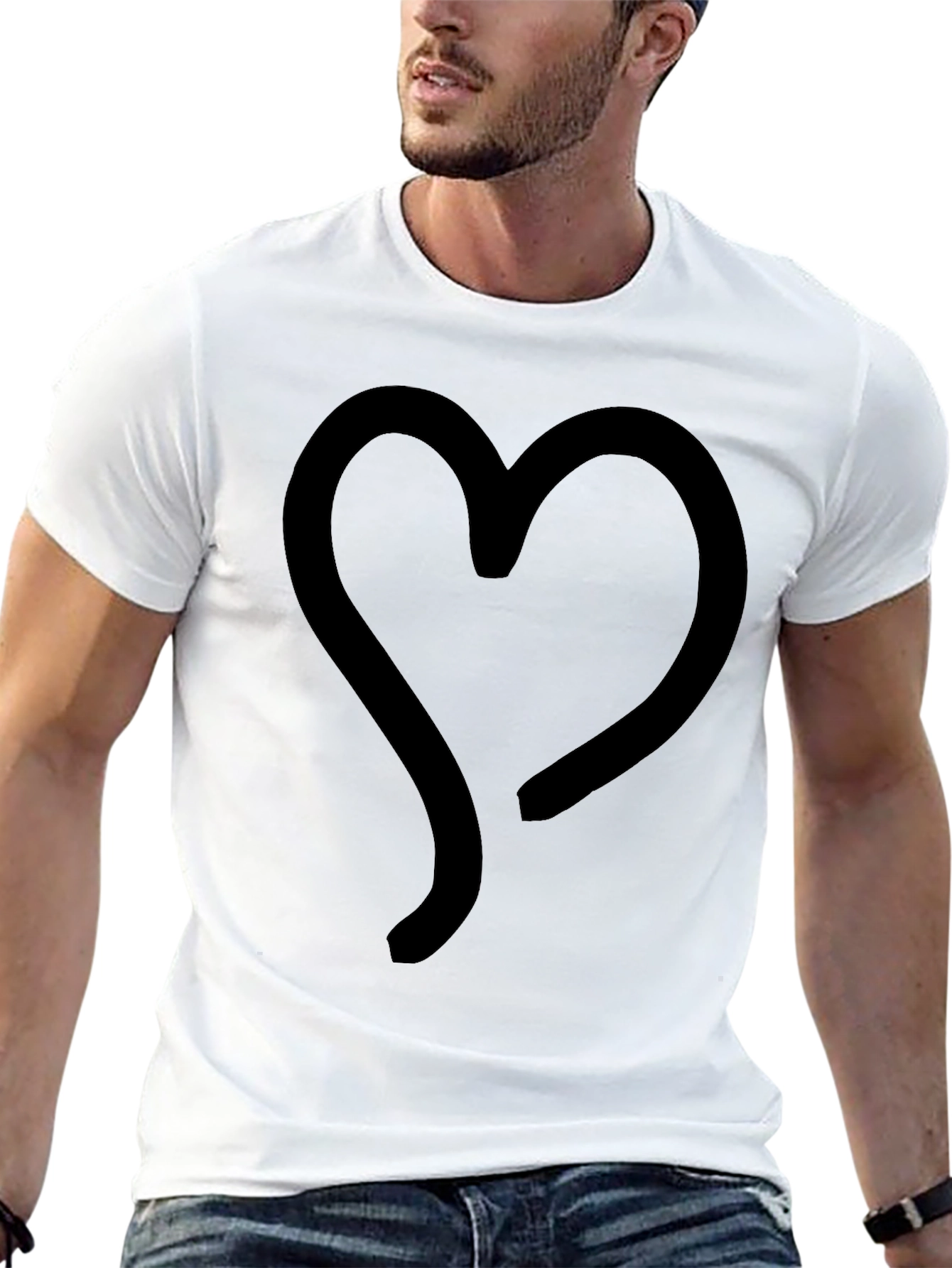 Heart Graphic Black T-Shirt | Casual Style