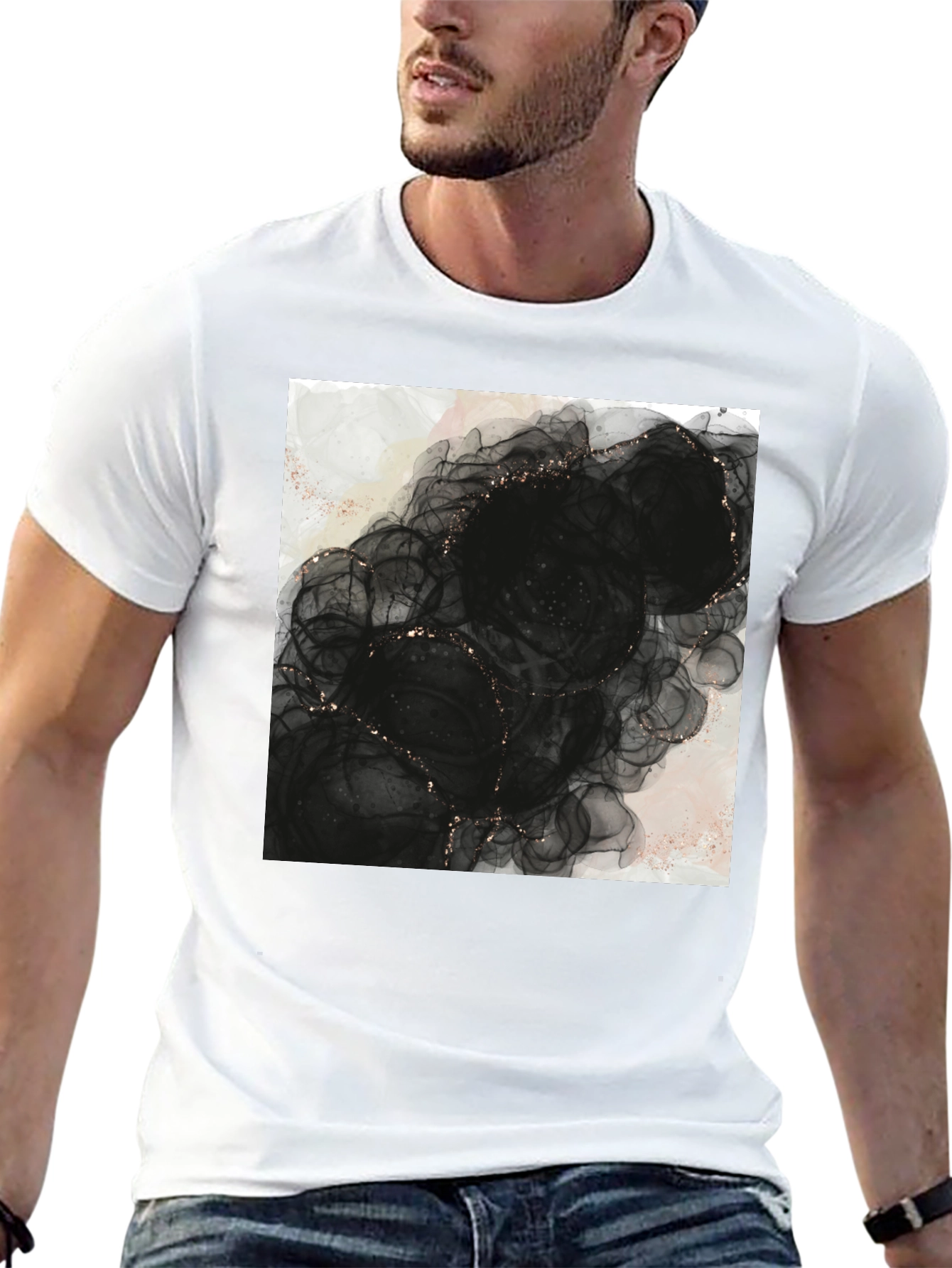 Abstract Black Floral T-Shirt