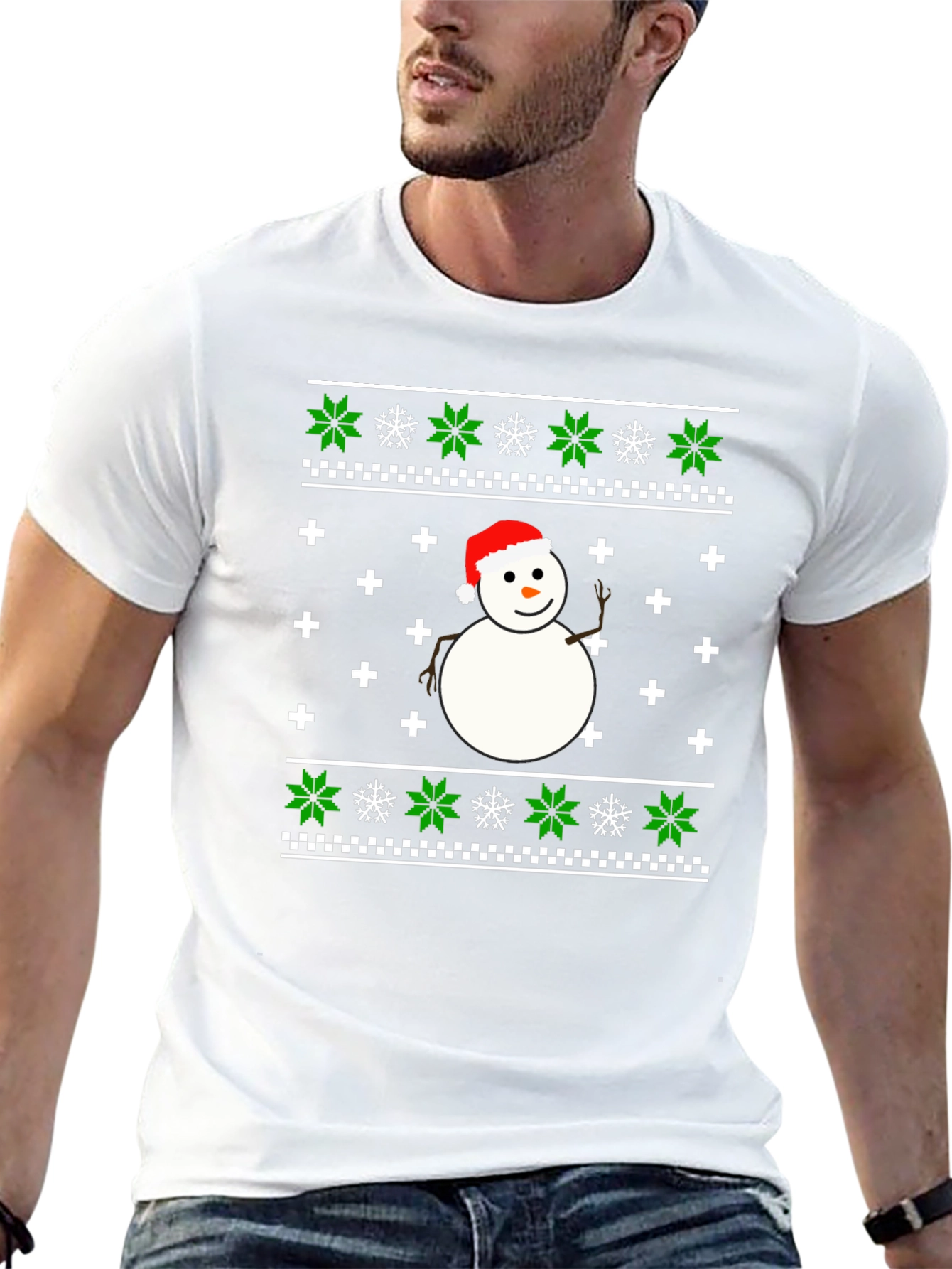 Festive Snowman Graphic Tee - Holiday Cheer