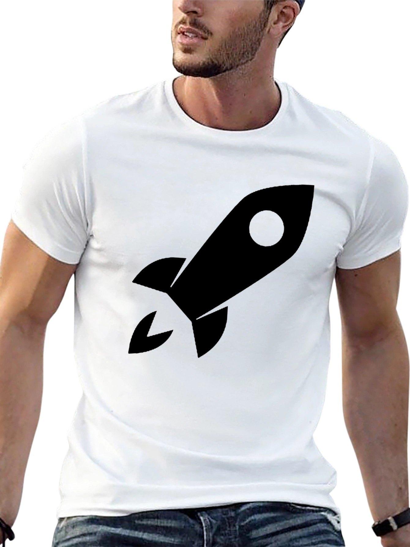 Black Rocket Graphic Tee - Blast Off in Style!