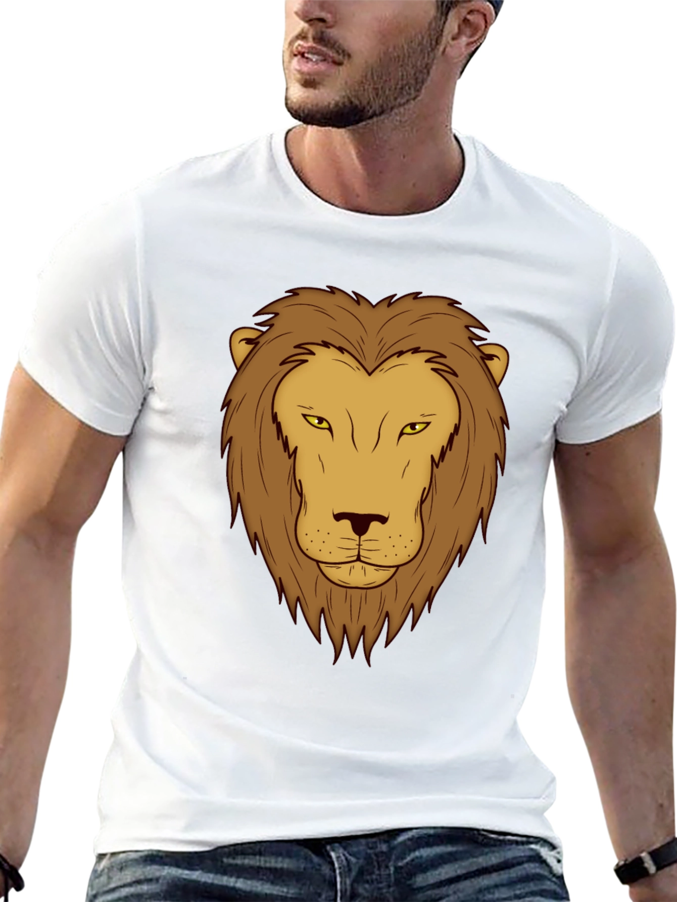 Lion Graphic Print T-Shirt - Black