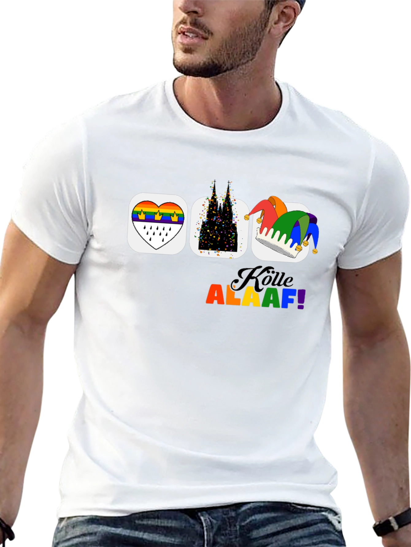 Köln Pride T-Shirt Cologne Carnival Rainbow Mens Tee