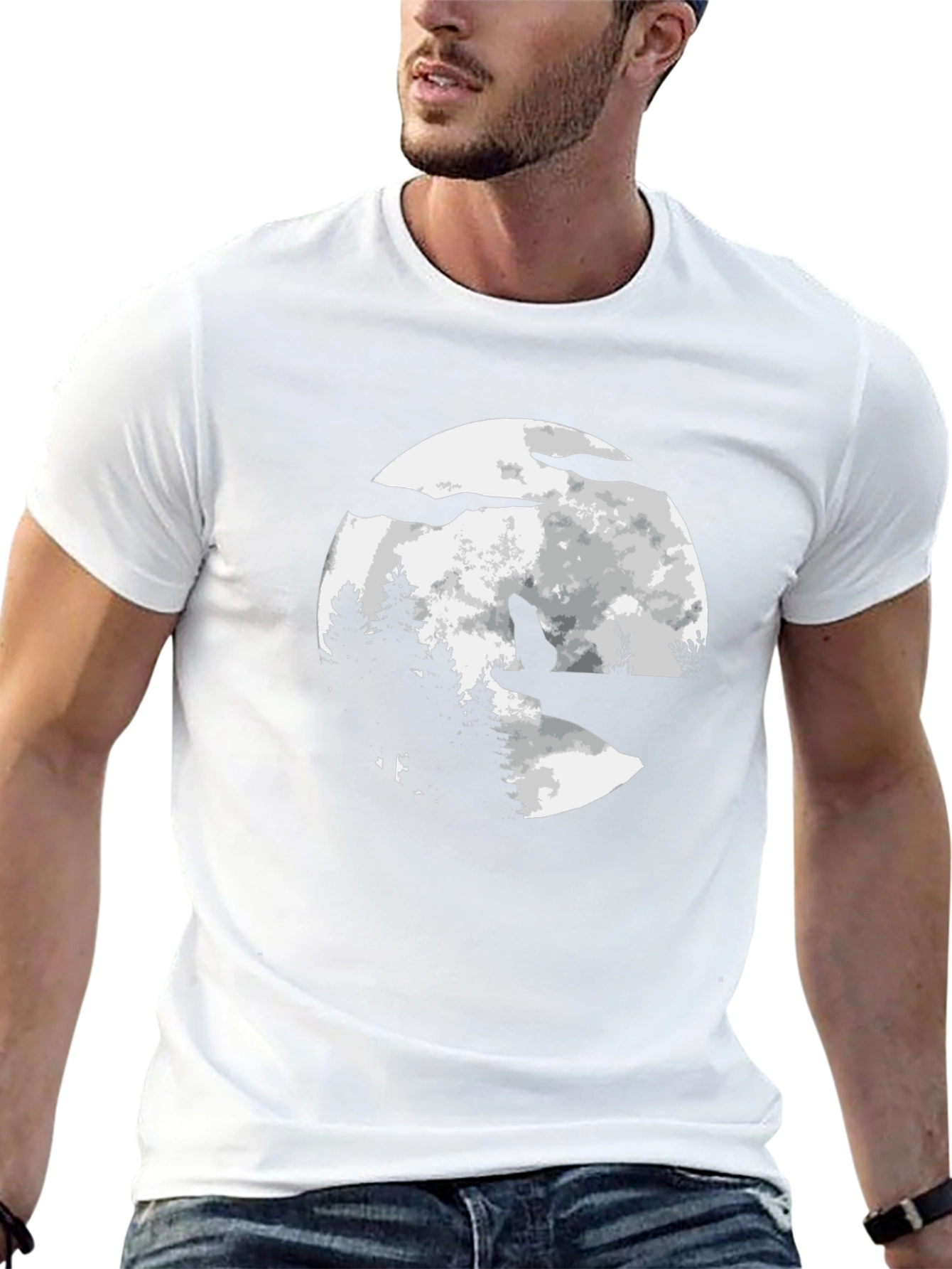 Wolf Moon Graphic T-Shirt - Black Cotton Tee