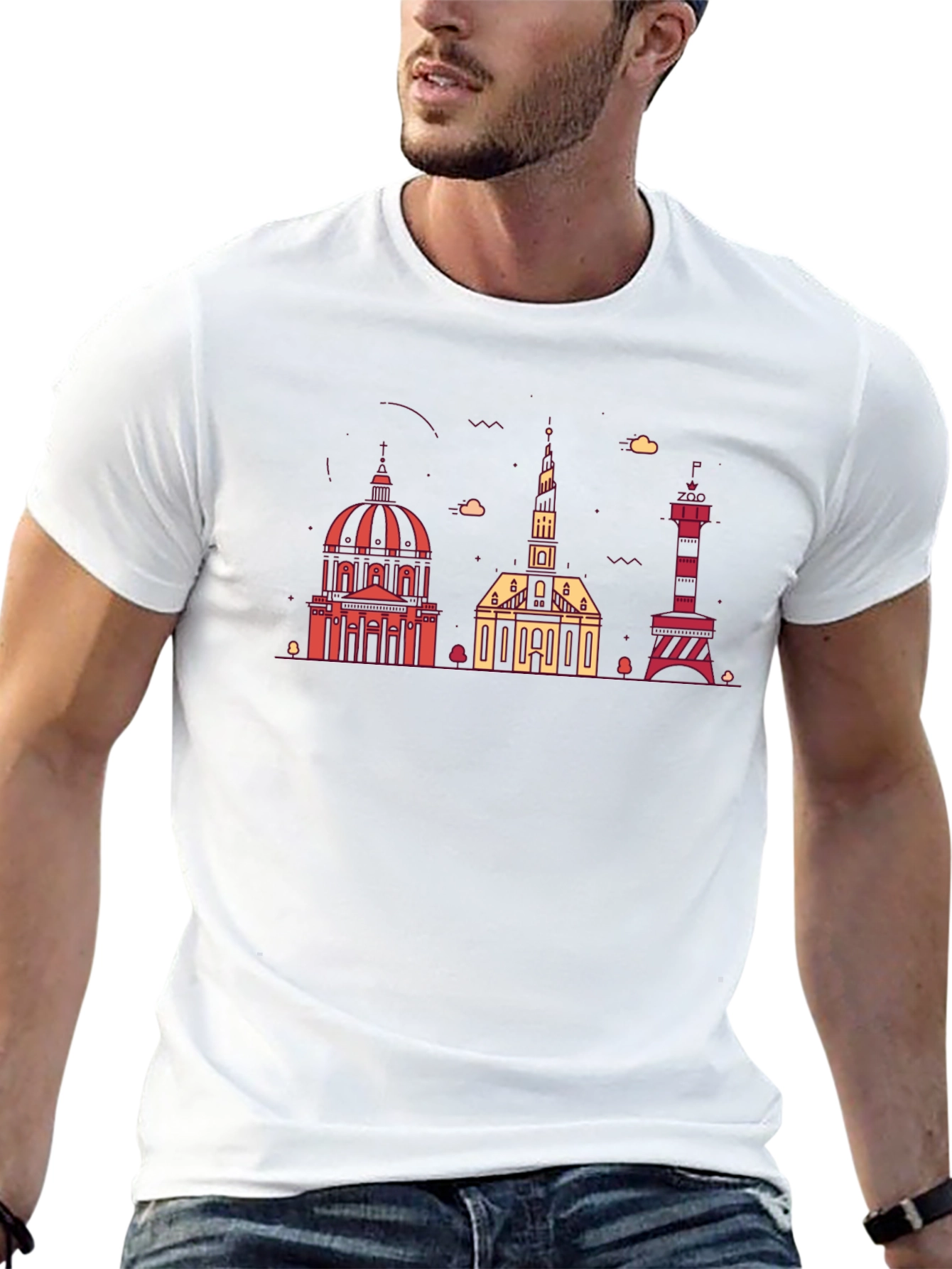 Copenhagen Skyline Graphic Tee - Denmark Souvenir T-Shirt