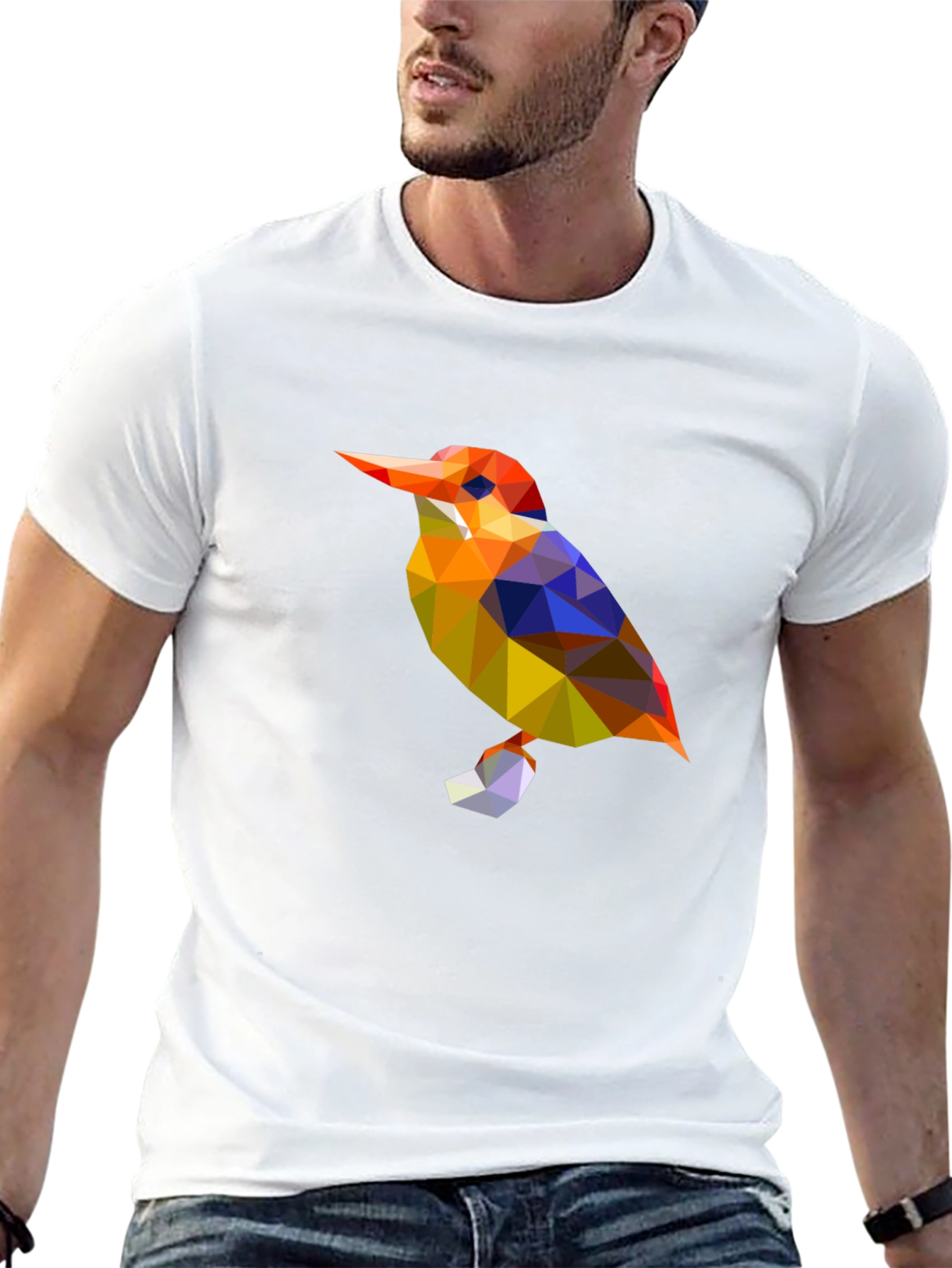 Geometric Bird Graphic Black T-Shirt