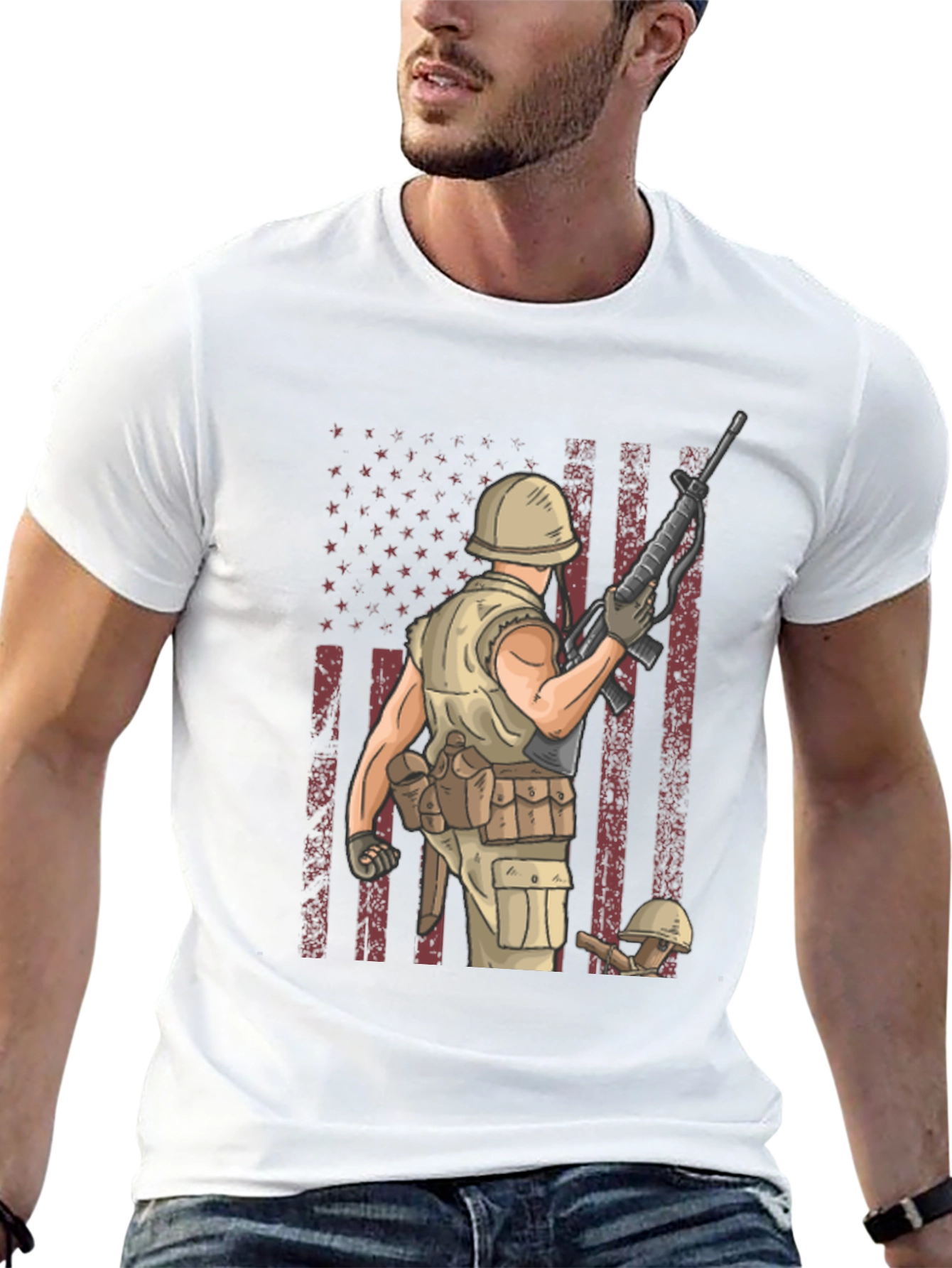 Military Soldier T-Shirt - American Flag