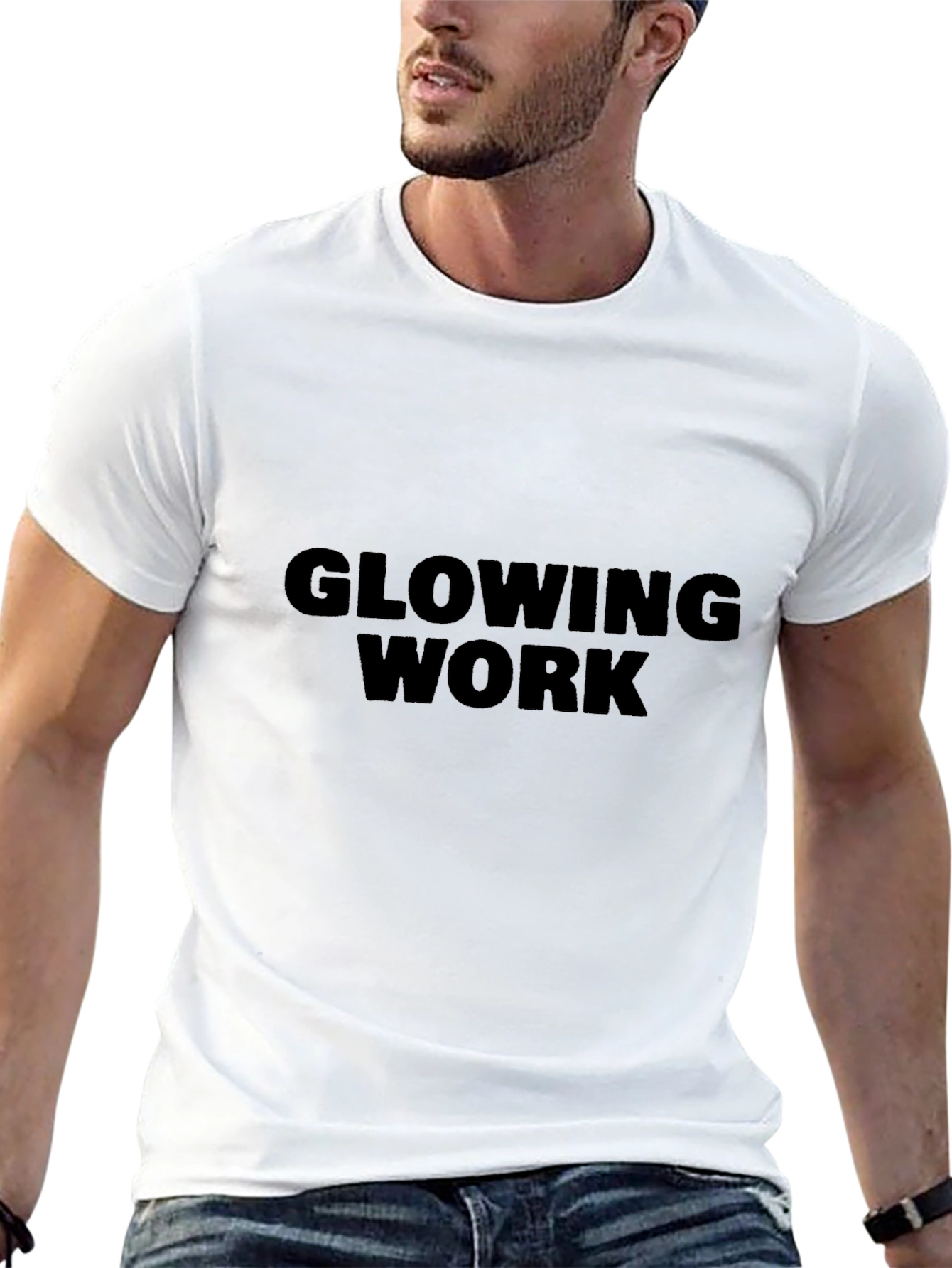 Glowing Work Crew Neck T-Shirt - Black