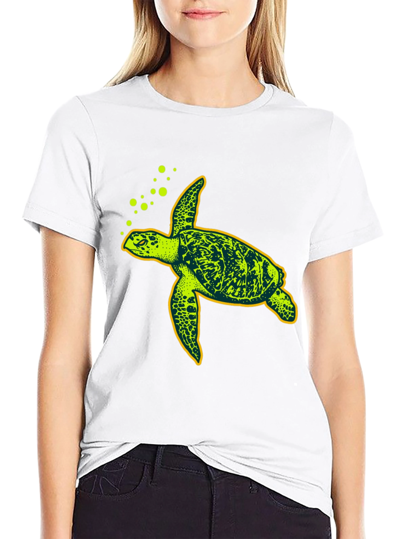 Sea Turtle Graphic Tee - Black Cotton T-Shirt