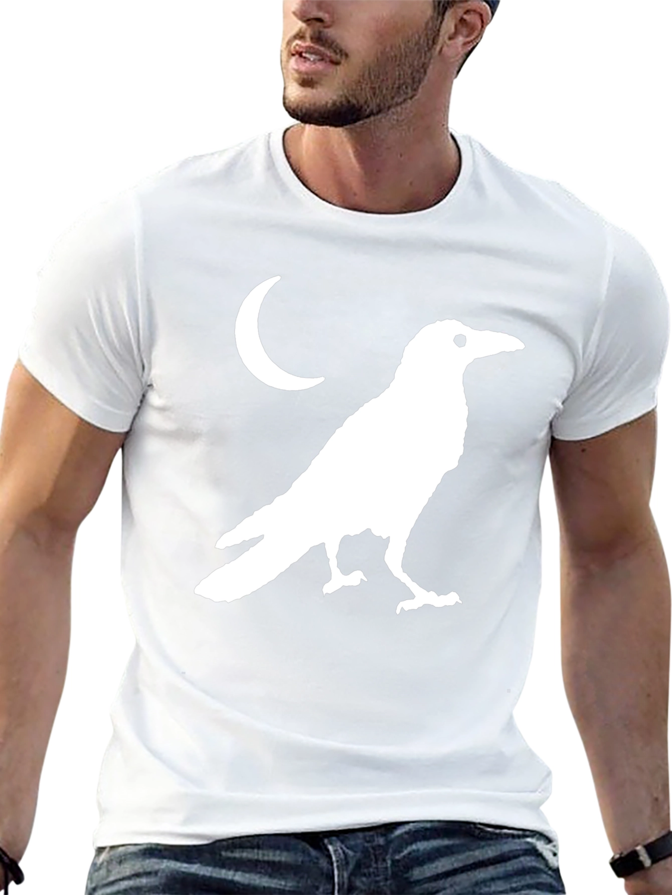 Raven Moon Graphic T-Shirt - Black Cotton Tee