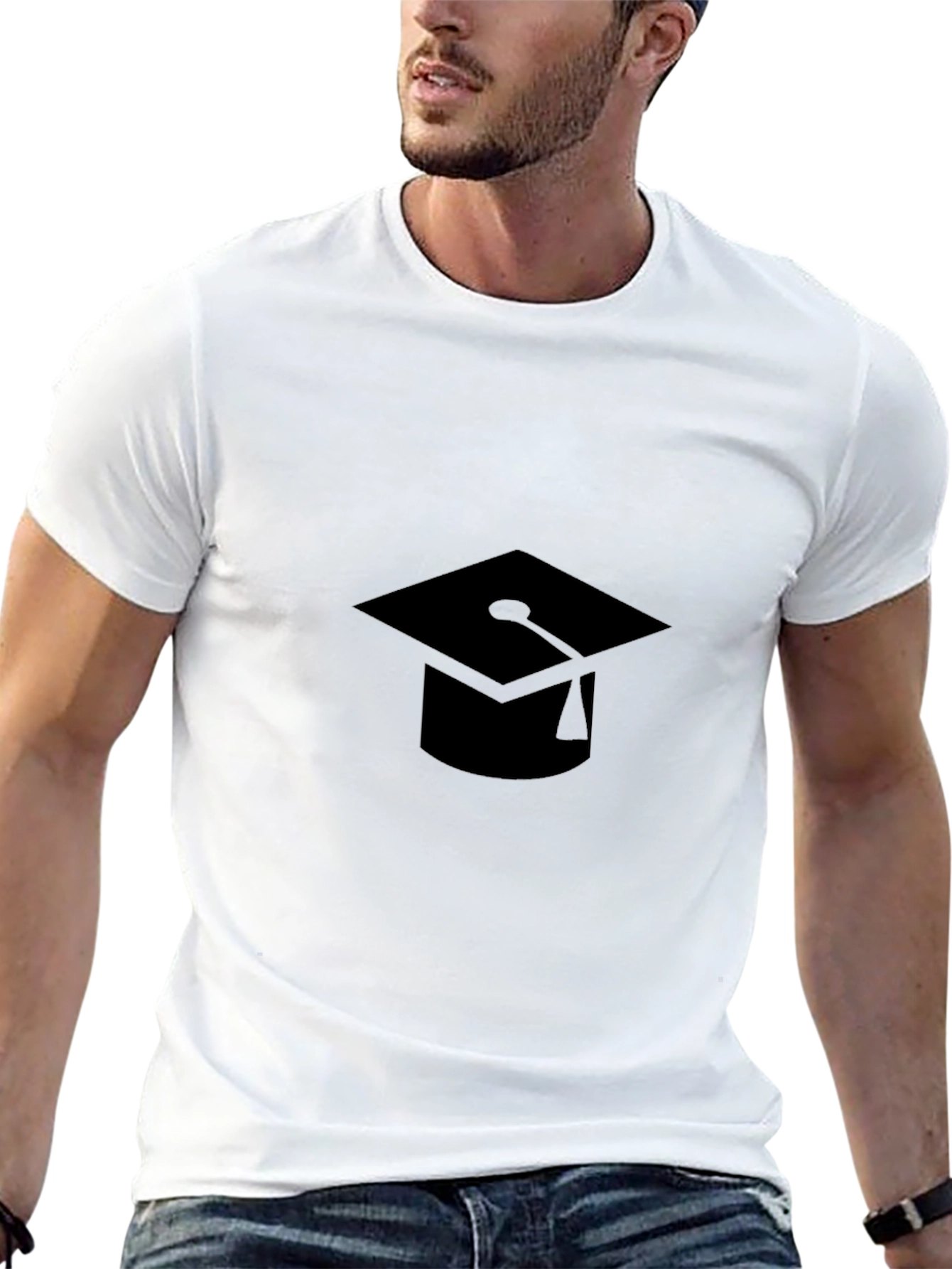 Graduation Cap Graphic Black T-Shirt