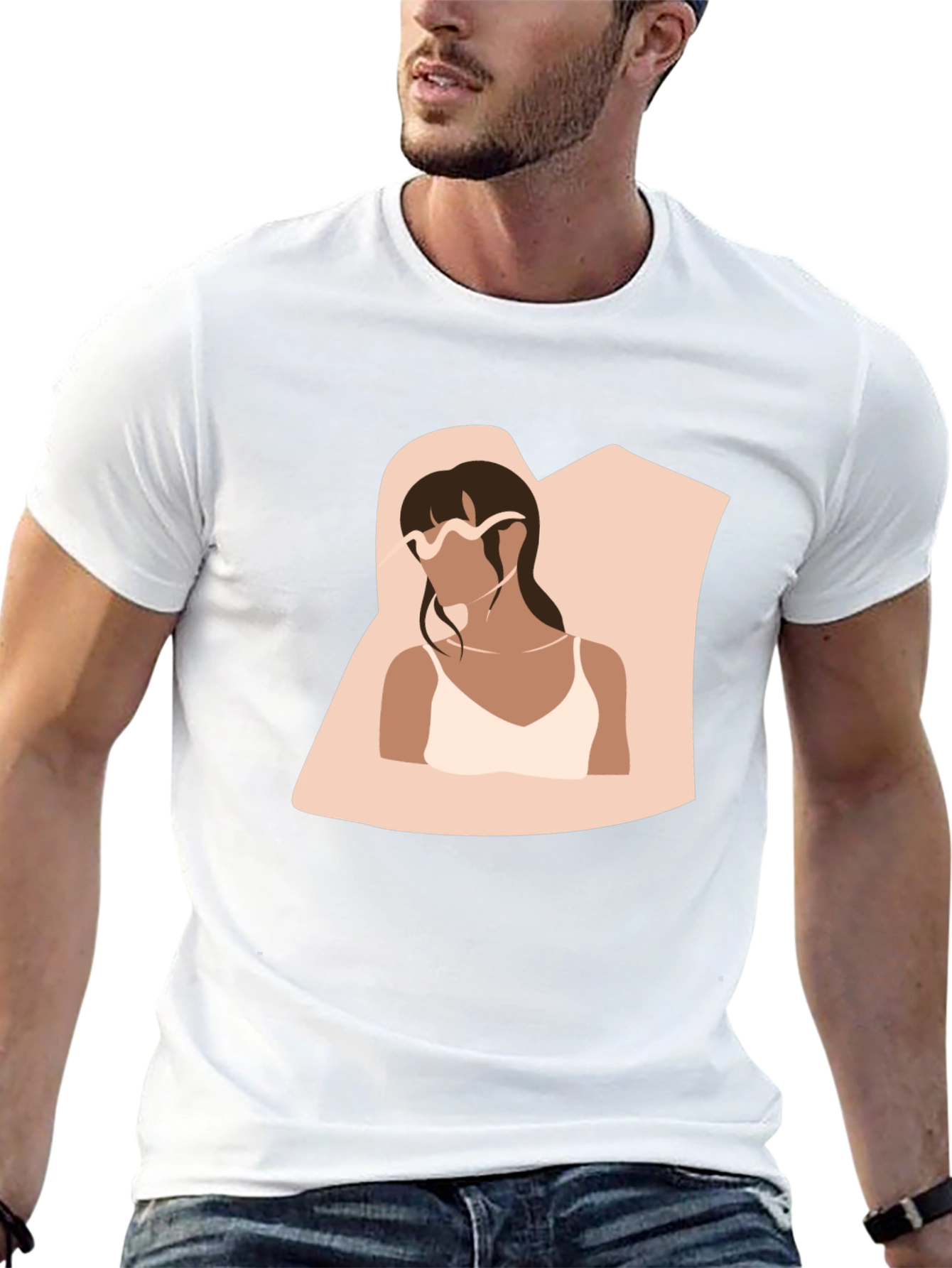 Minimalist Woman Portrait Black T-Shirt
