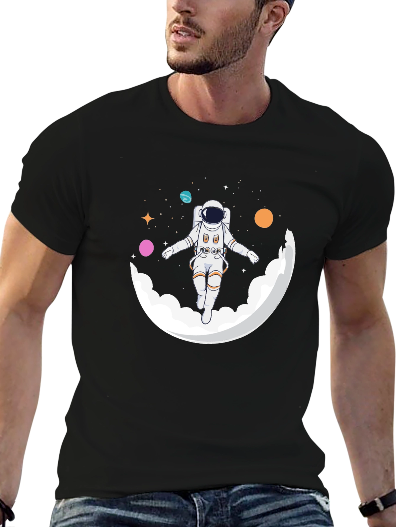Astronaut Moon Graphic Tee - Space Lovers T-Shirt