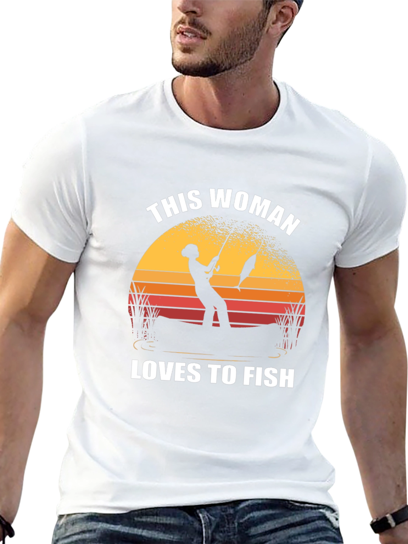 This Woman Loves To Fish Black T-Shirt