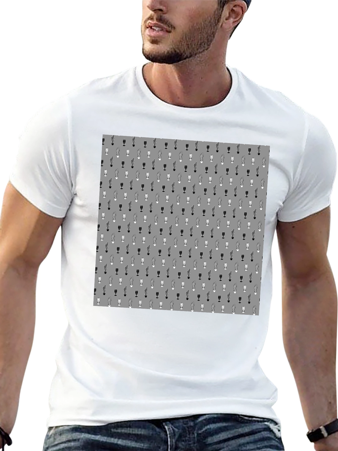 Novelty Beer Glass Pattern Black T-Shirt