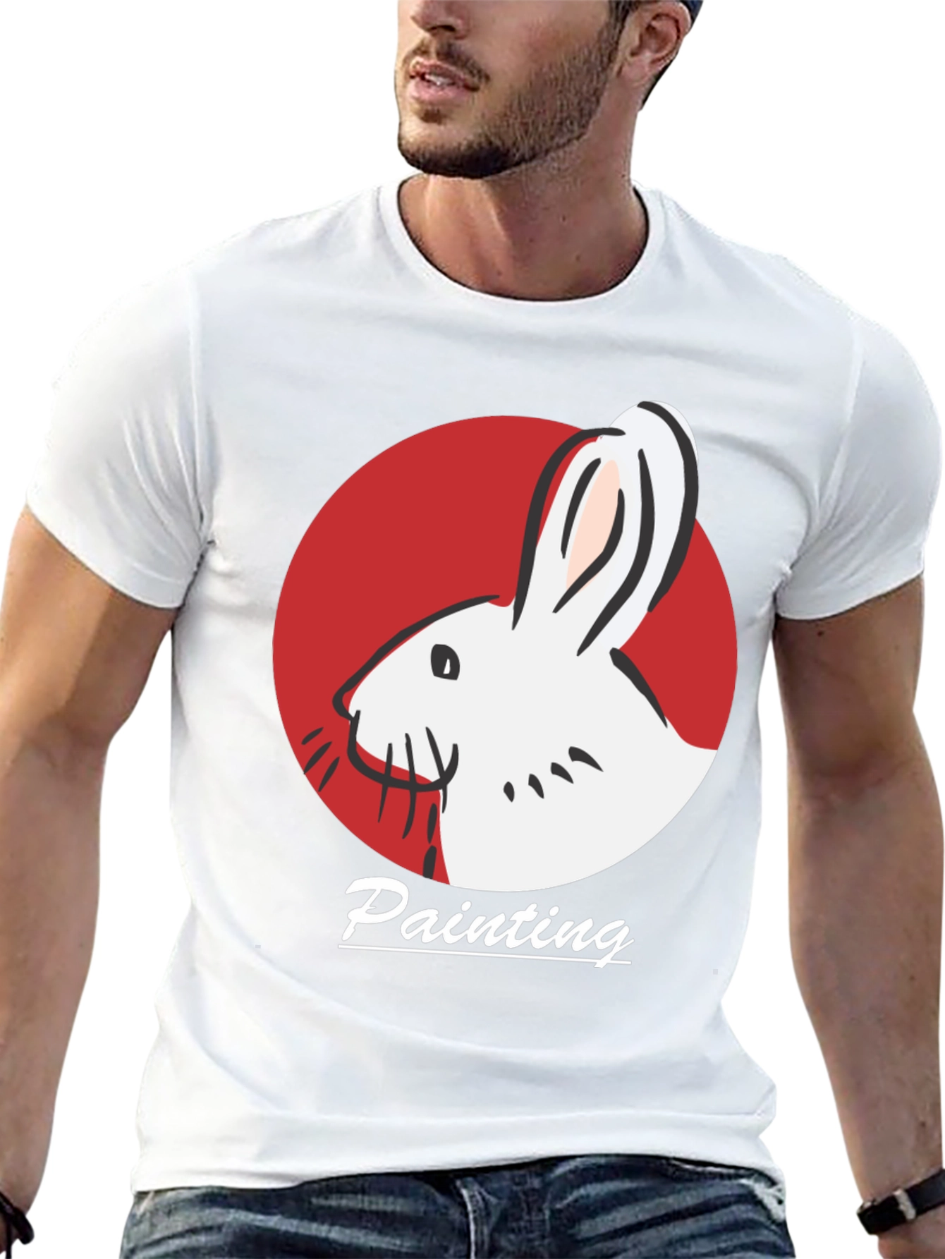 Rabbit Painting Black T-Shirt