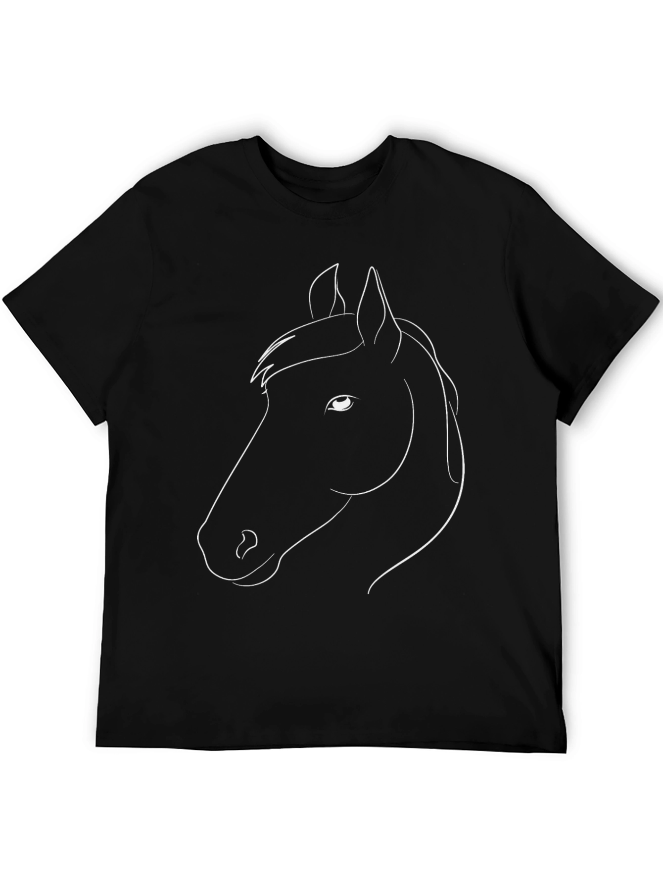 Minimalist Horse Graphic Black T-Shirt