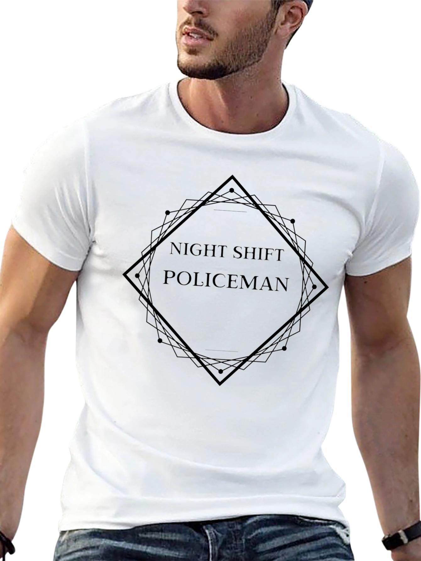 Night Shift Policeman Graphic Tee - Mens Black T-Shirt