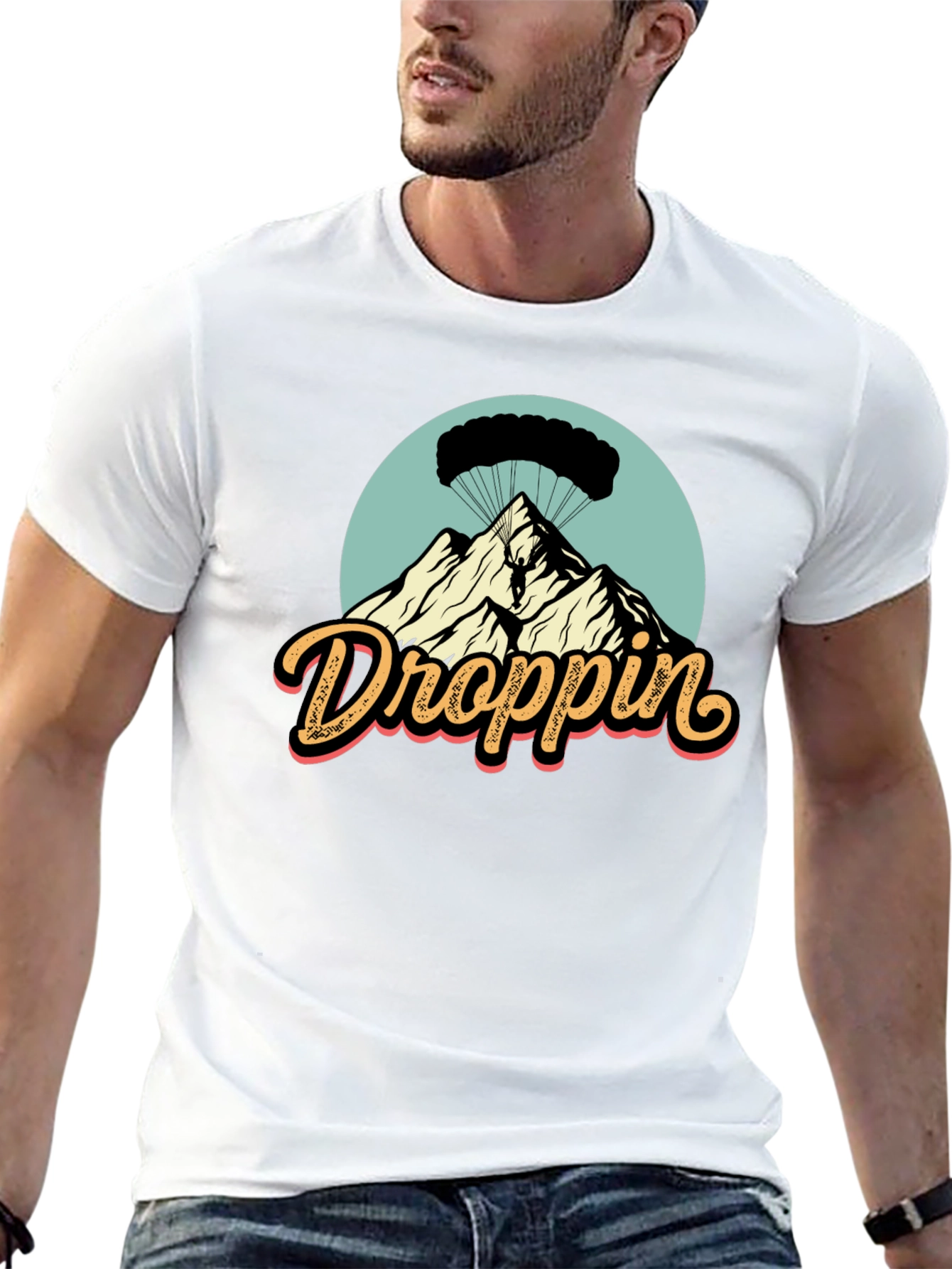 Droppin Parachute Mountain Graphic T-Shirt