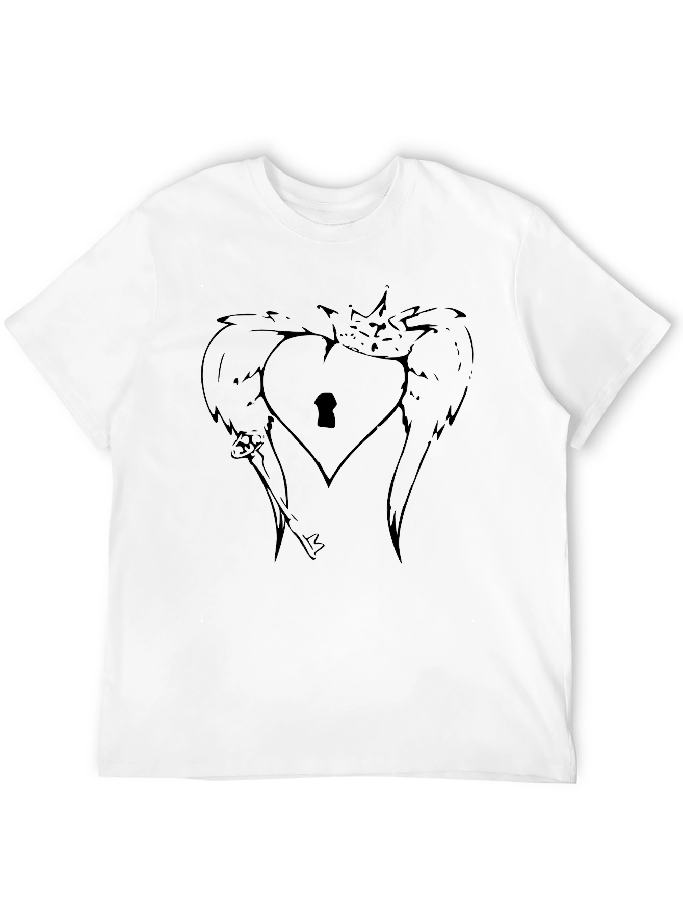 Winged Heart Lock T-Shirt - Stylish Graphic Tee