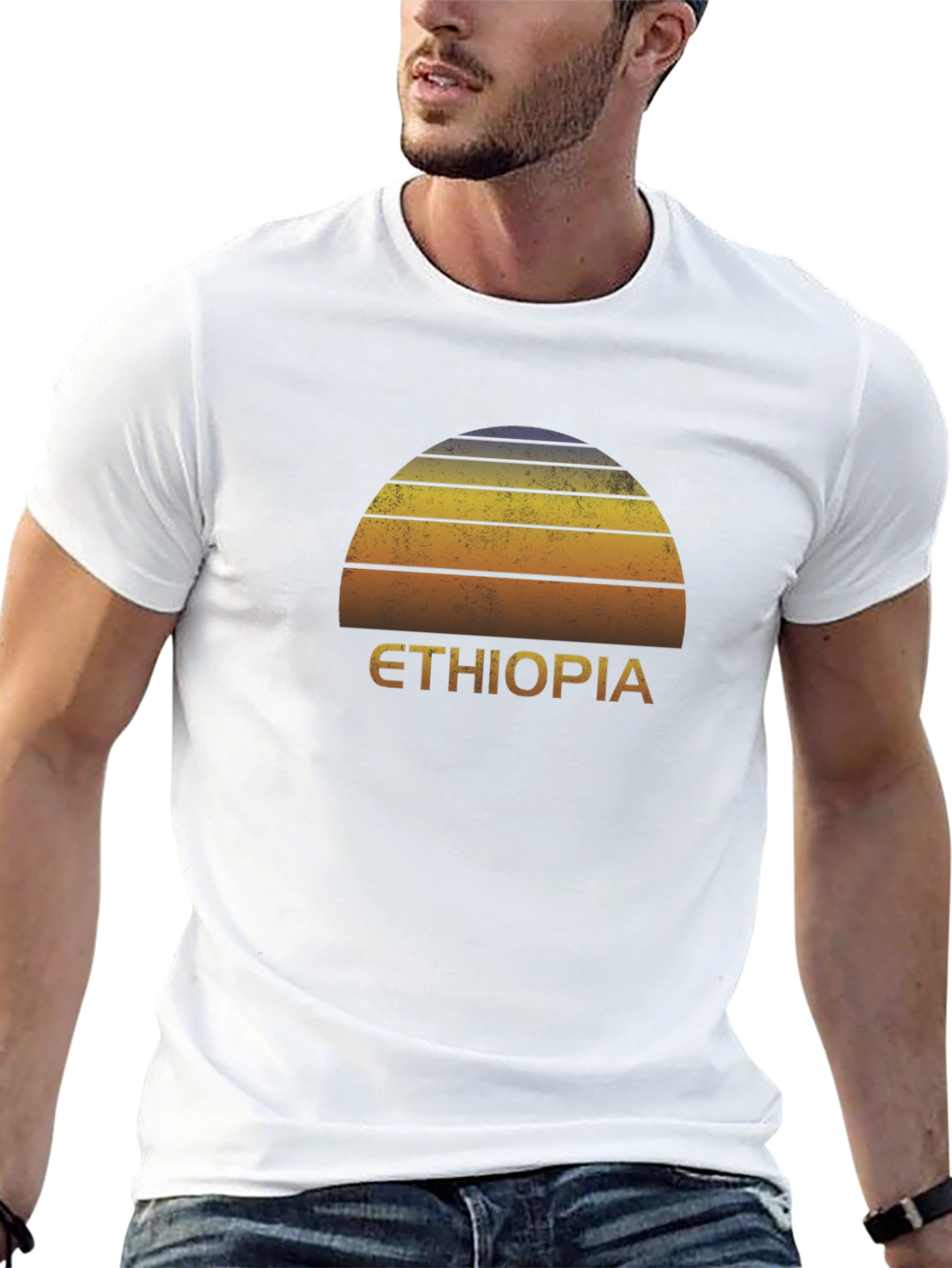 Ethiopia Sunset Graphic Tee - Retro Style Black T-Shirt