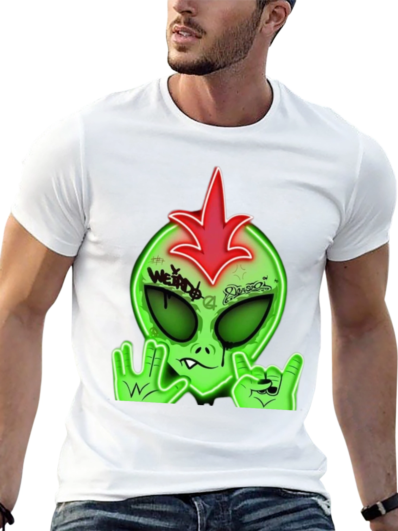 Weird Alien Graphic Tee - Rock On Style