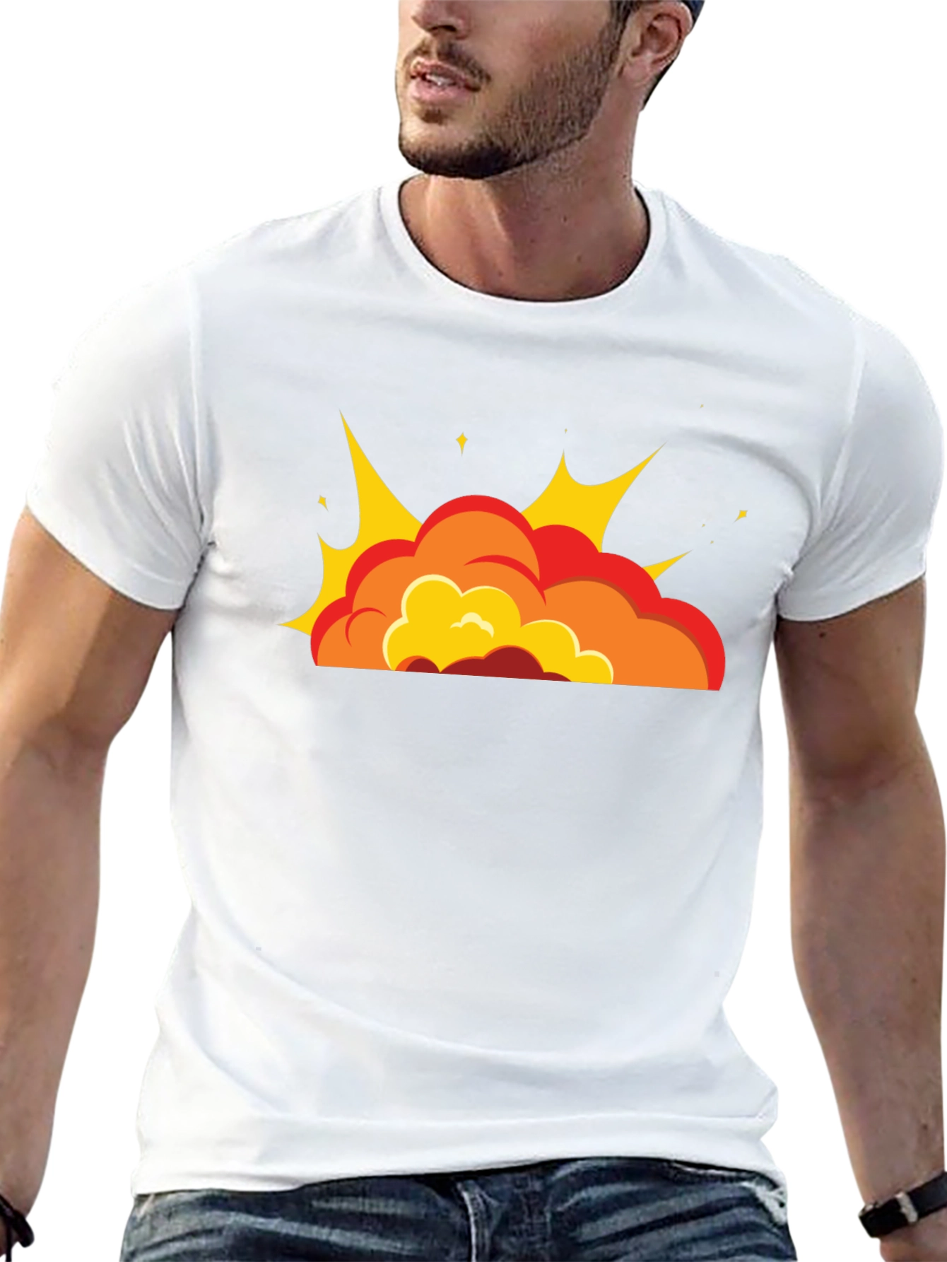 Cartoon Explosion Black T-Shirt