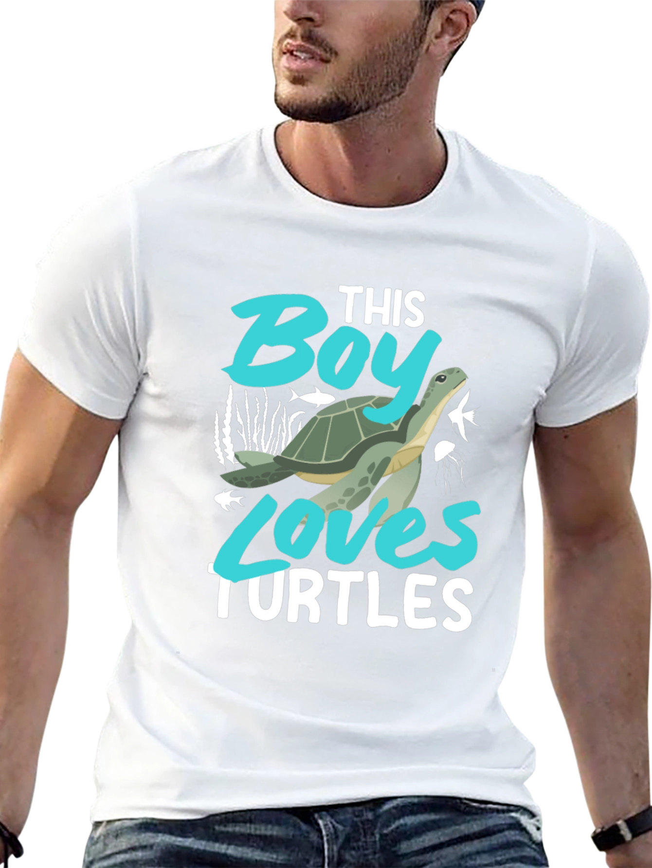 Boy Loves Turtles Graphic Tee - Black Cotton Blend