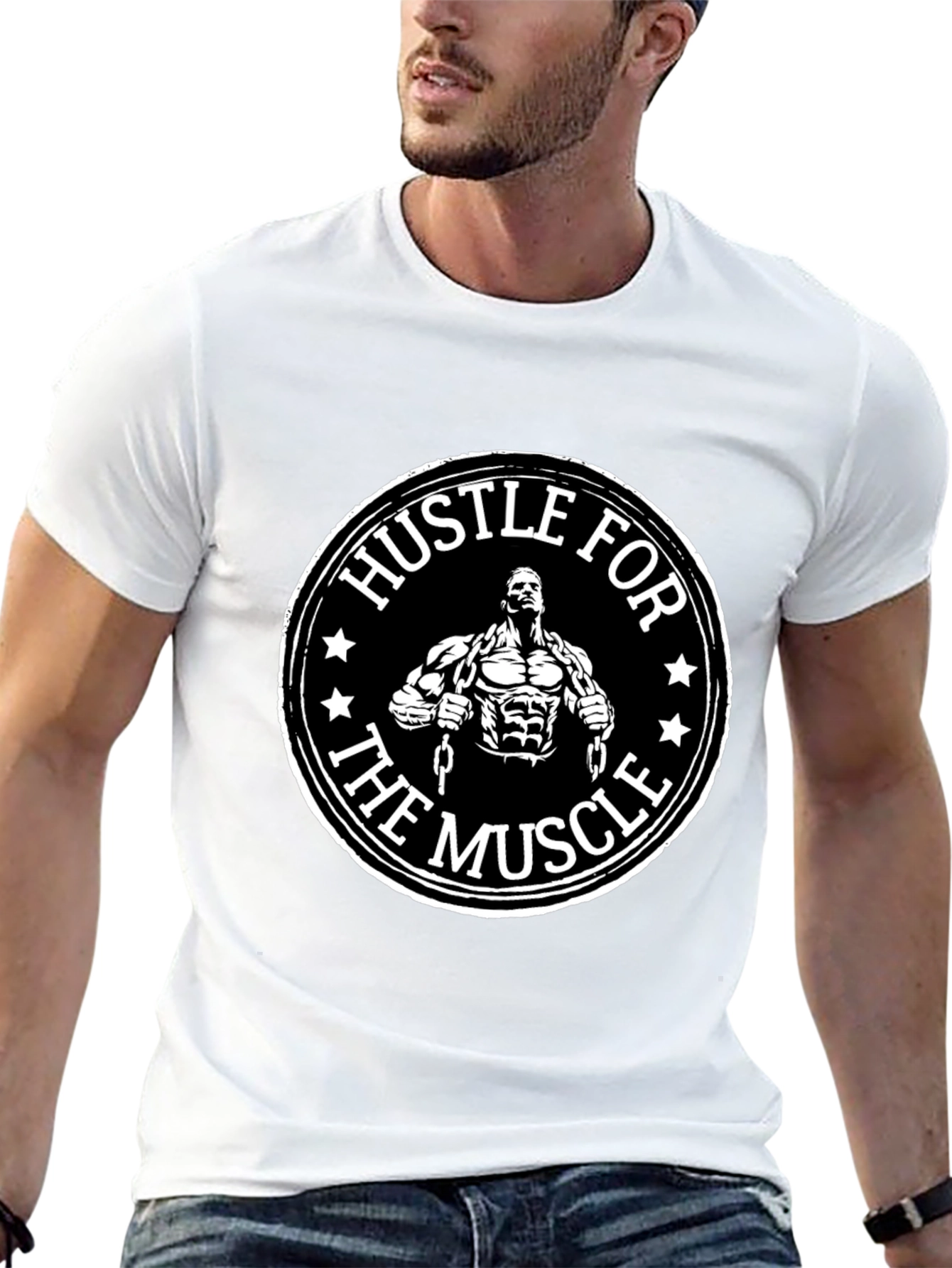 Hustle for the Muscle Graphic T-Shirt Gym Motivation