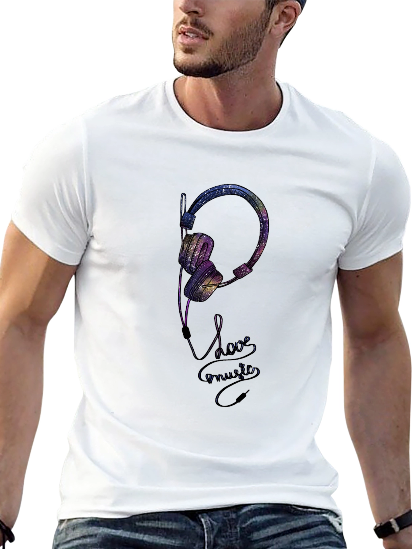 Galaxy Headphones Graphic T-Shirt