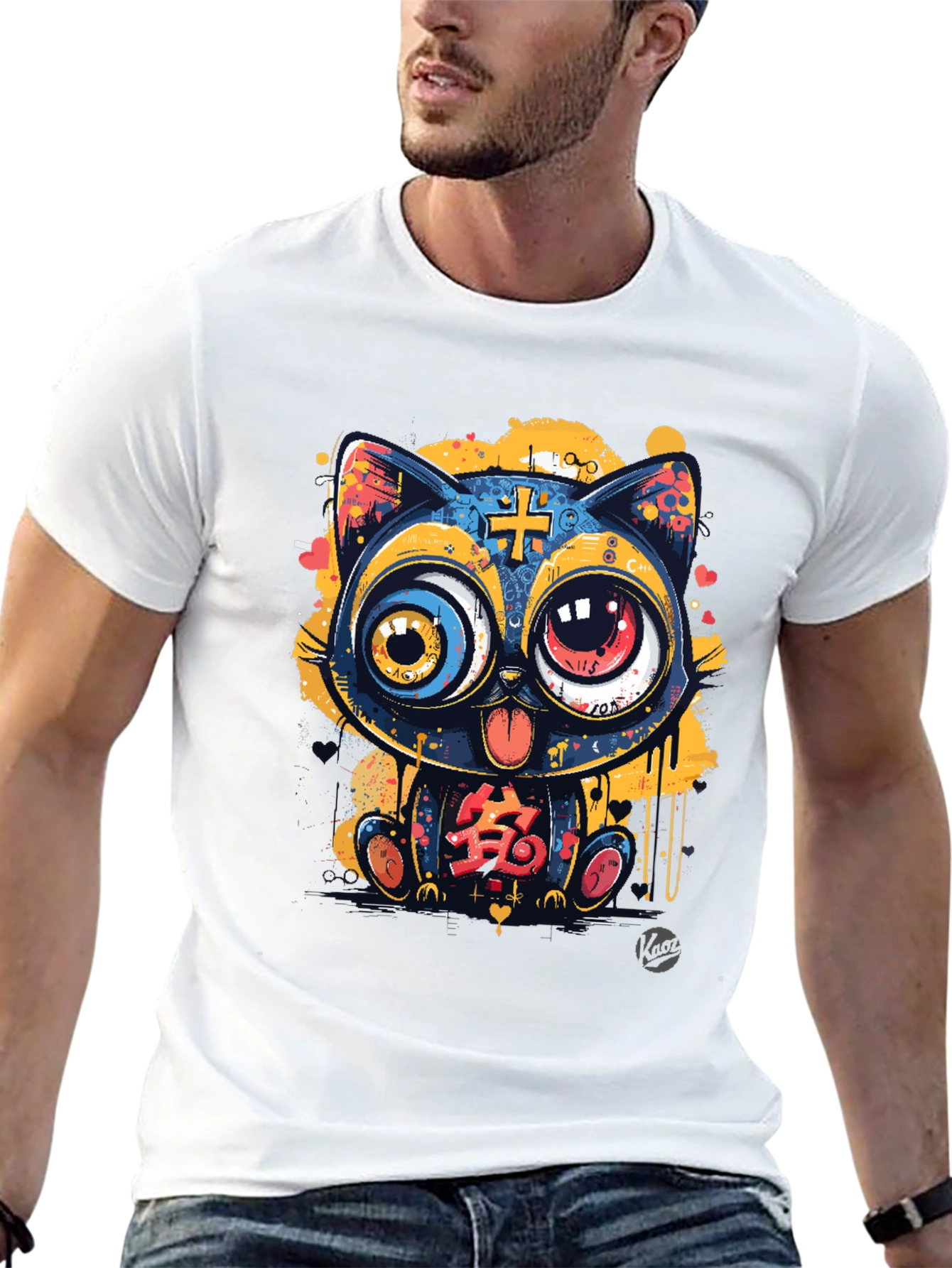 Funky Cartoon Cat Graphic Tee
