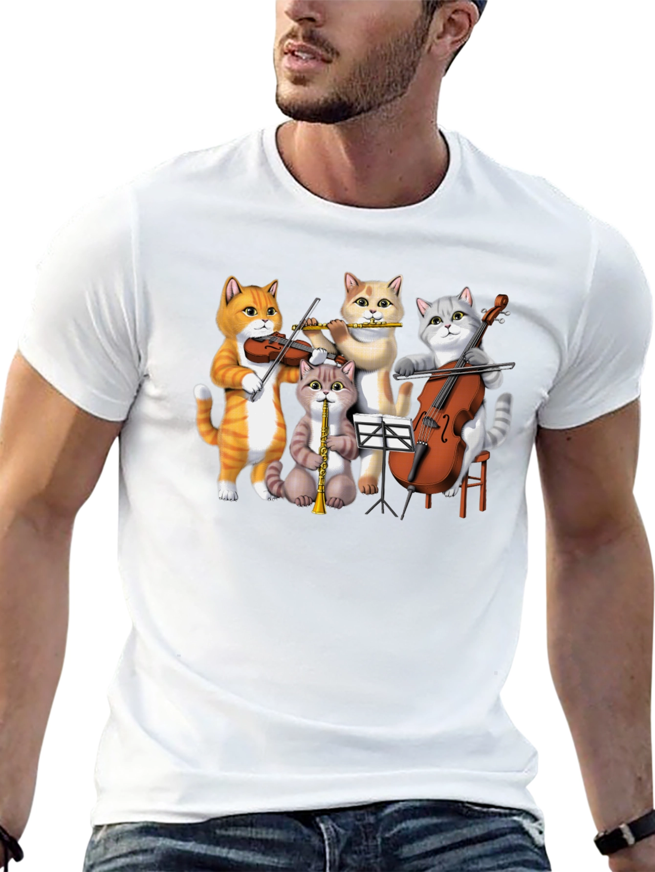 Cat Orchestra T-Shirt: Musical Felines Tee