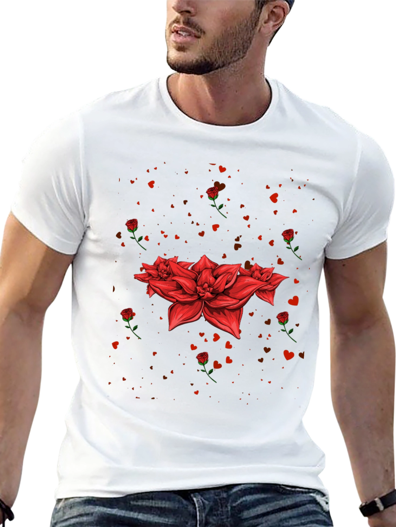 Floral Heart Valentines Day Graphic T-Shirt
