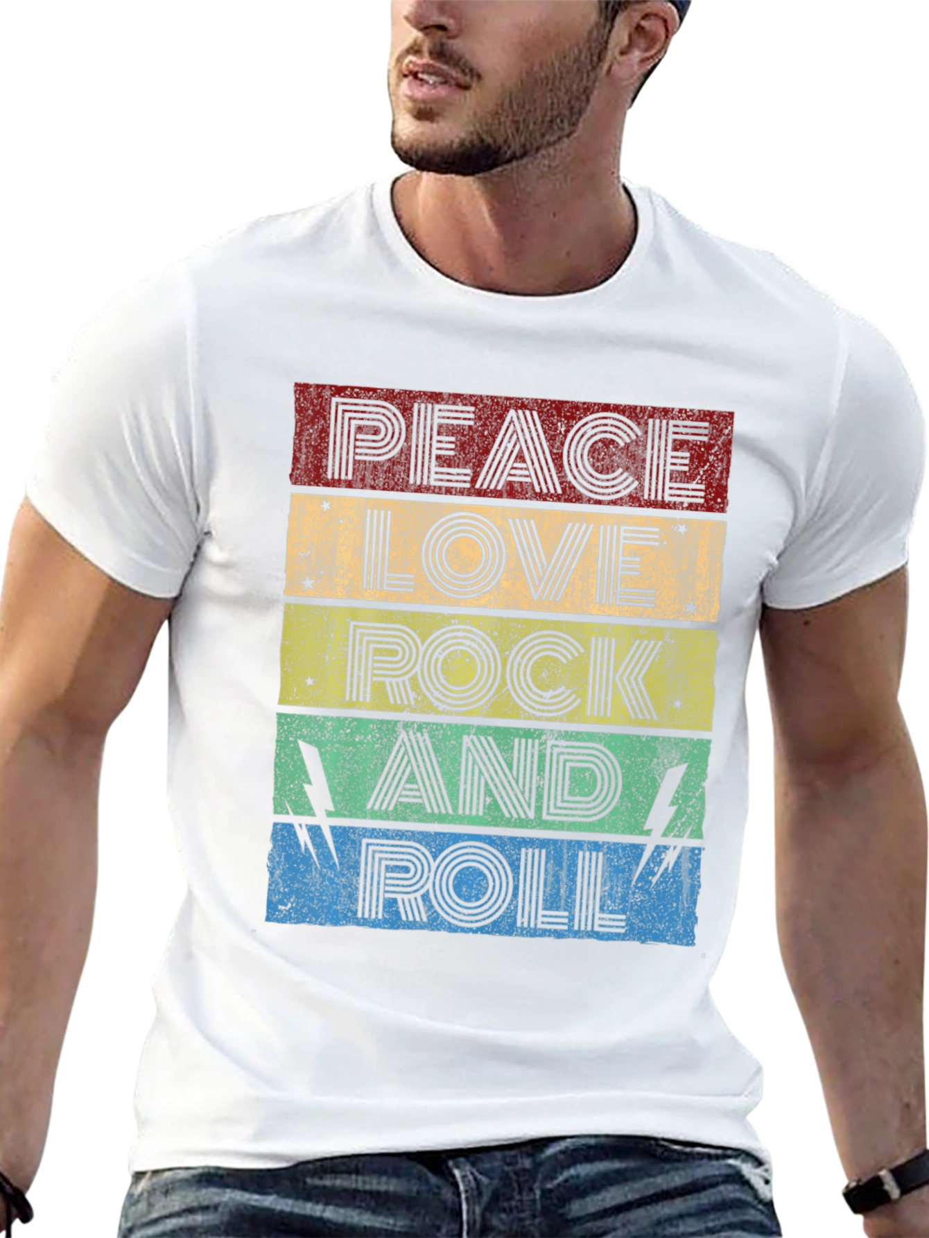 Peace Love Rock and Roll Graphic T-Shirt