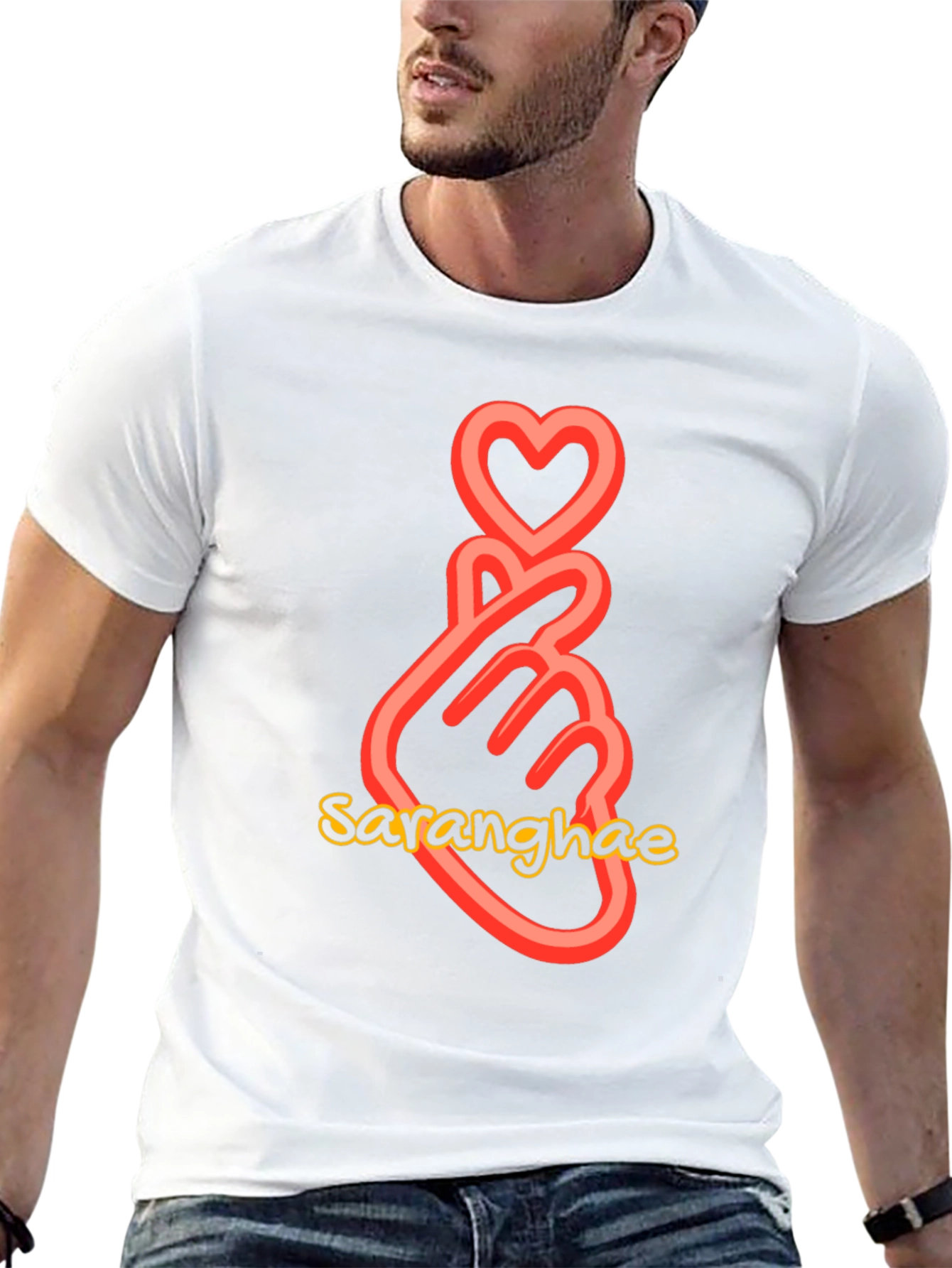 Sarangahe Finger Heart Black T-Shirt