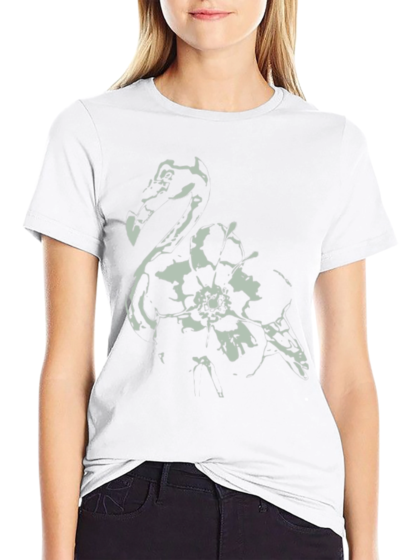 Abstract Floral Graphic Black T-Shirt
