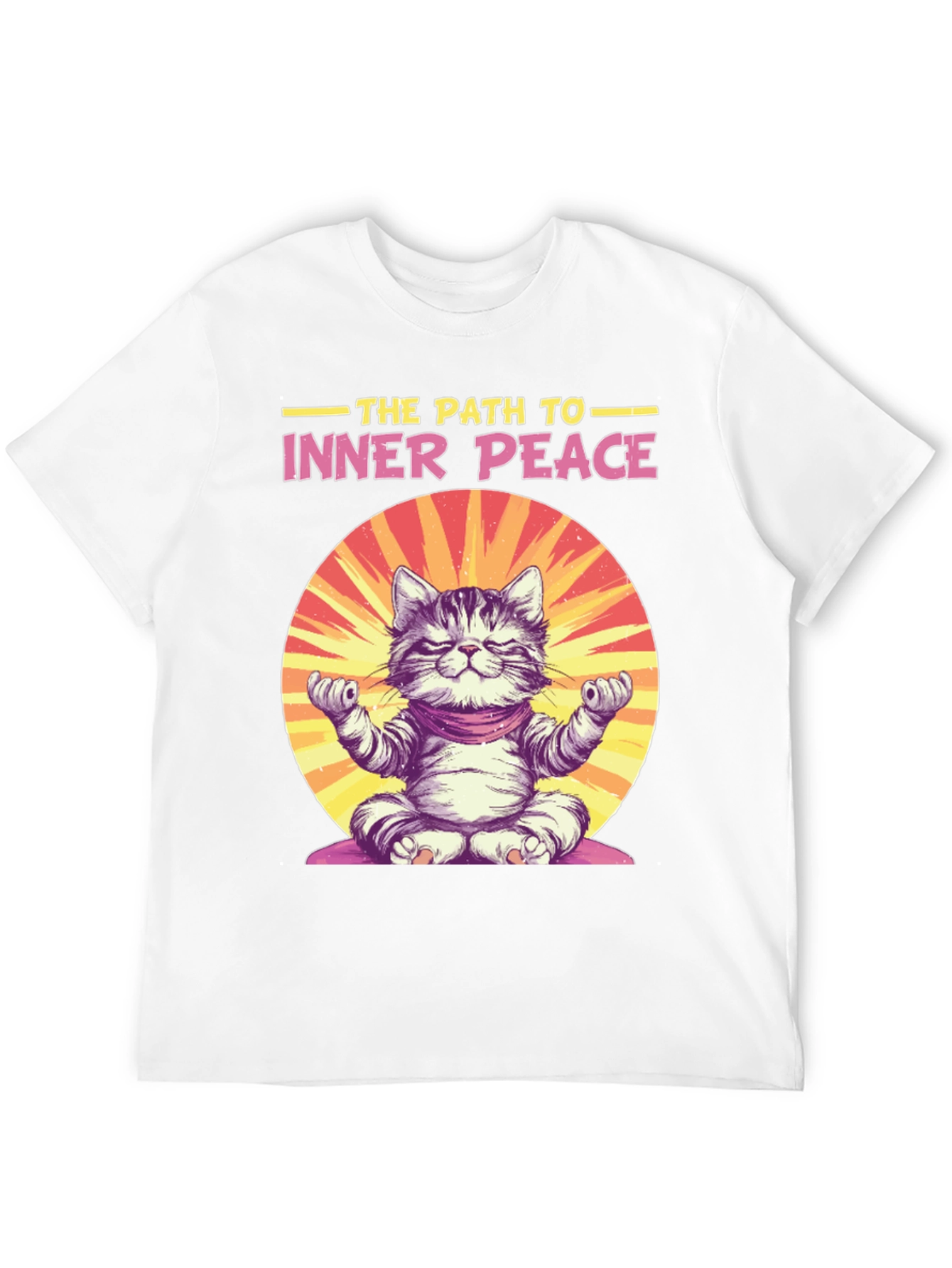 Inner Peace Cat Graphic T-Shirt Yoga Meditation Tee