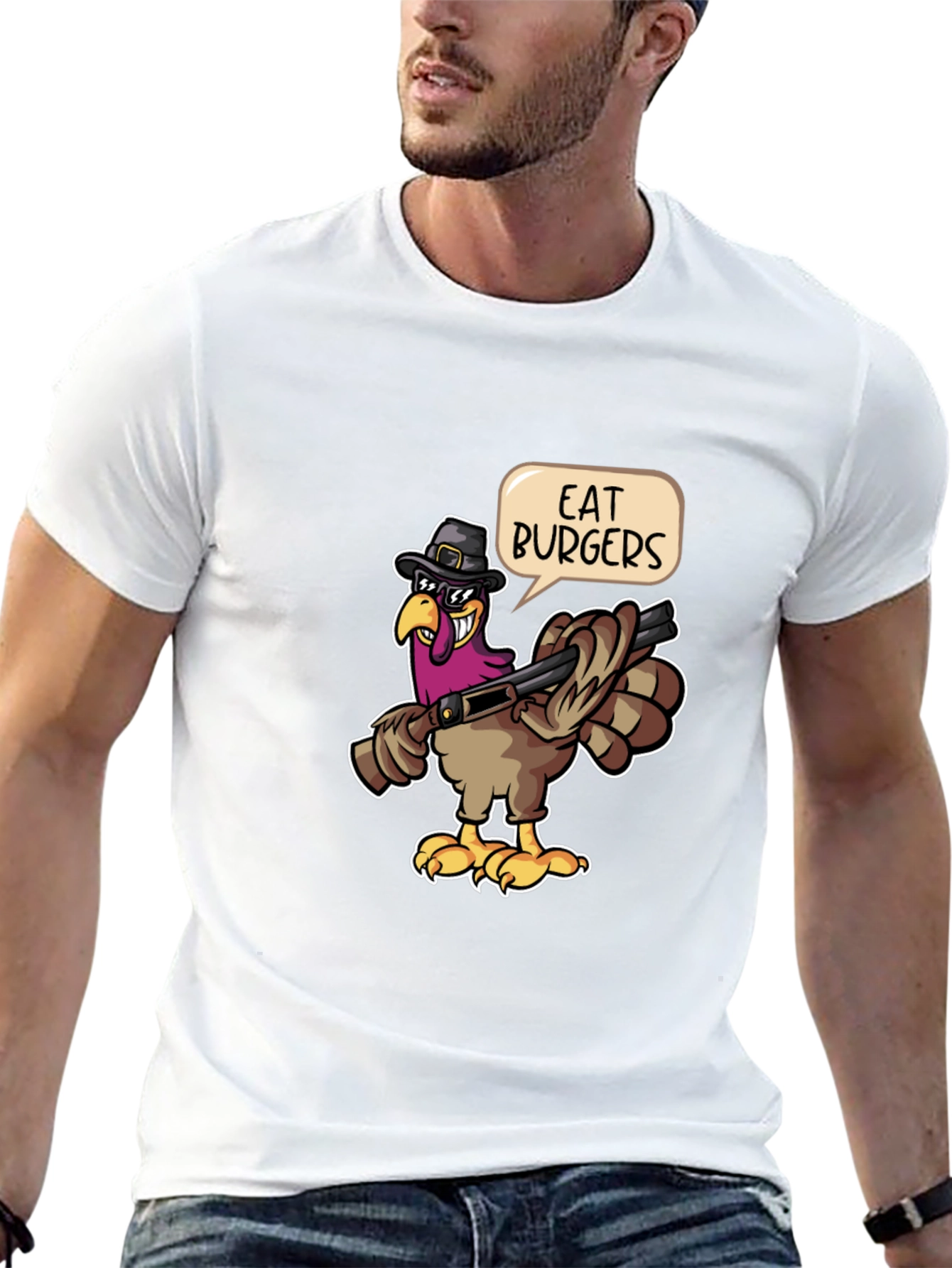 Eat Burgers Turkey T-Shirt - Thanksgiving Humor