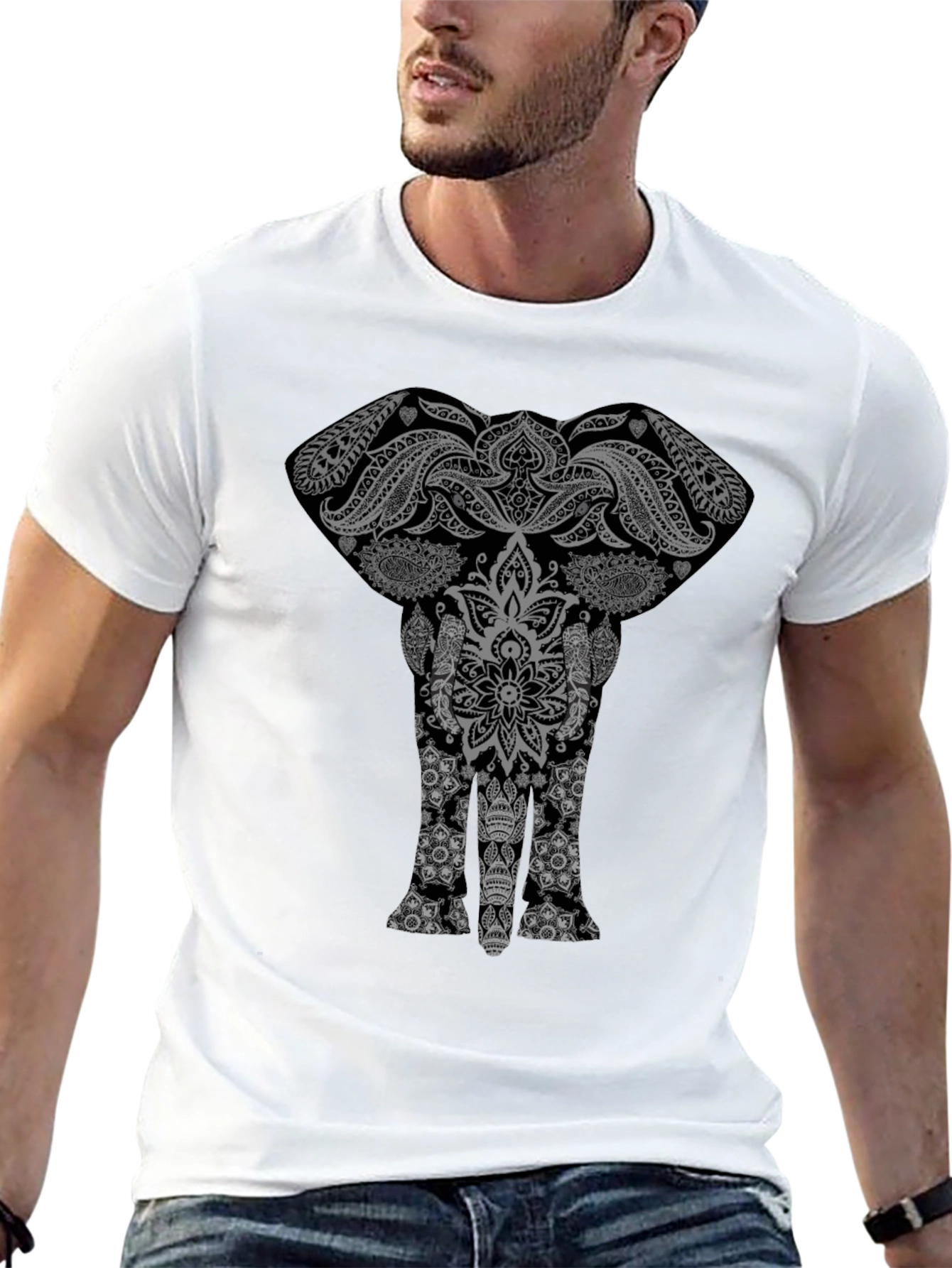 Elephant Mandala Graphic Tee - Stylish Black T-Shirt