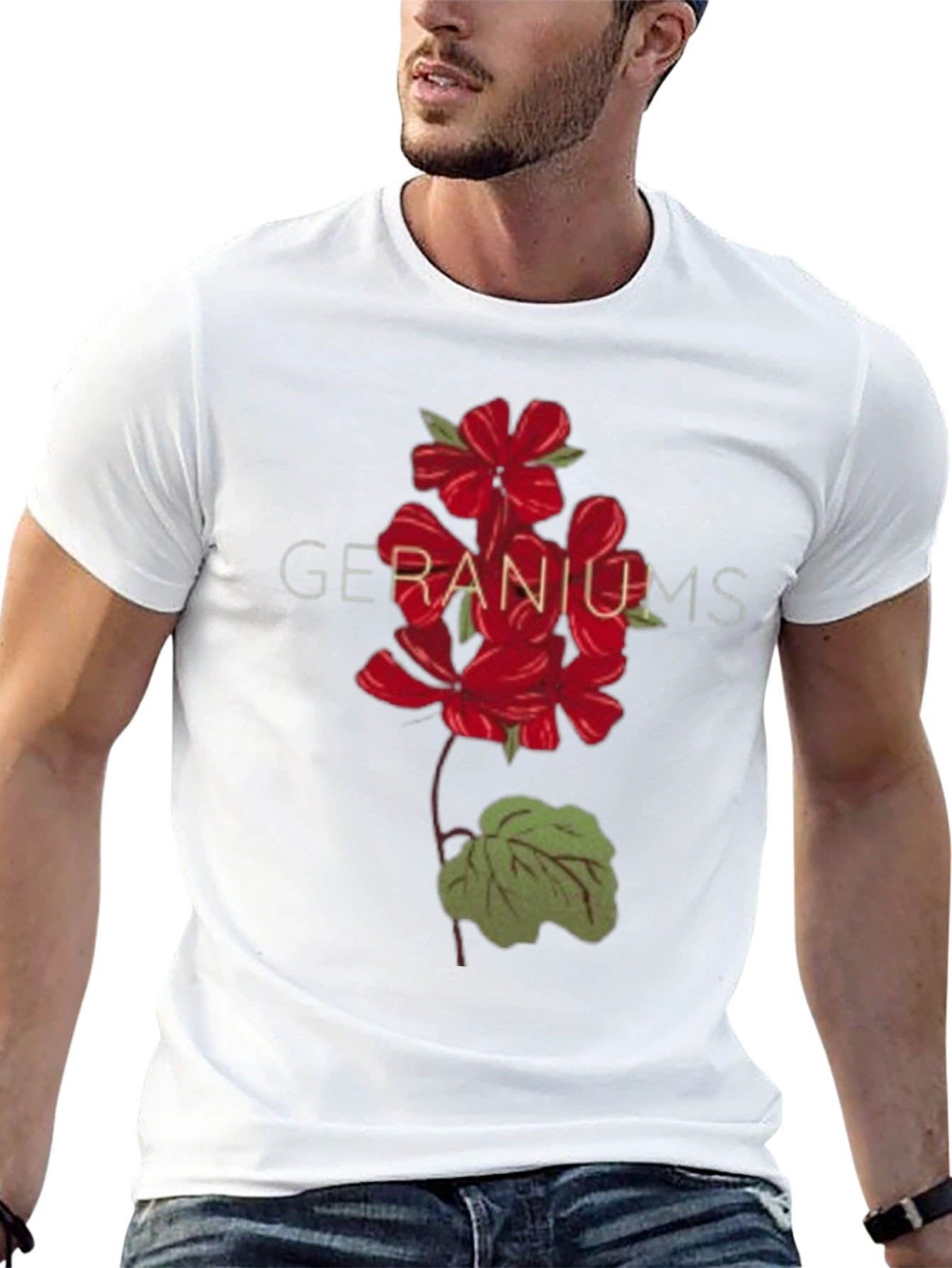 Geranium Graphic Black T-Shirt