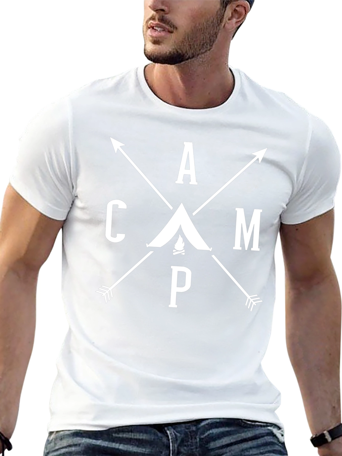 Camping Graphic Tee - Black Cotton Blend T-Shirt