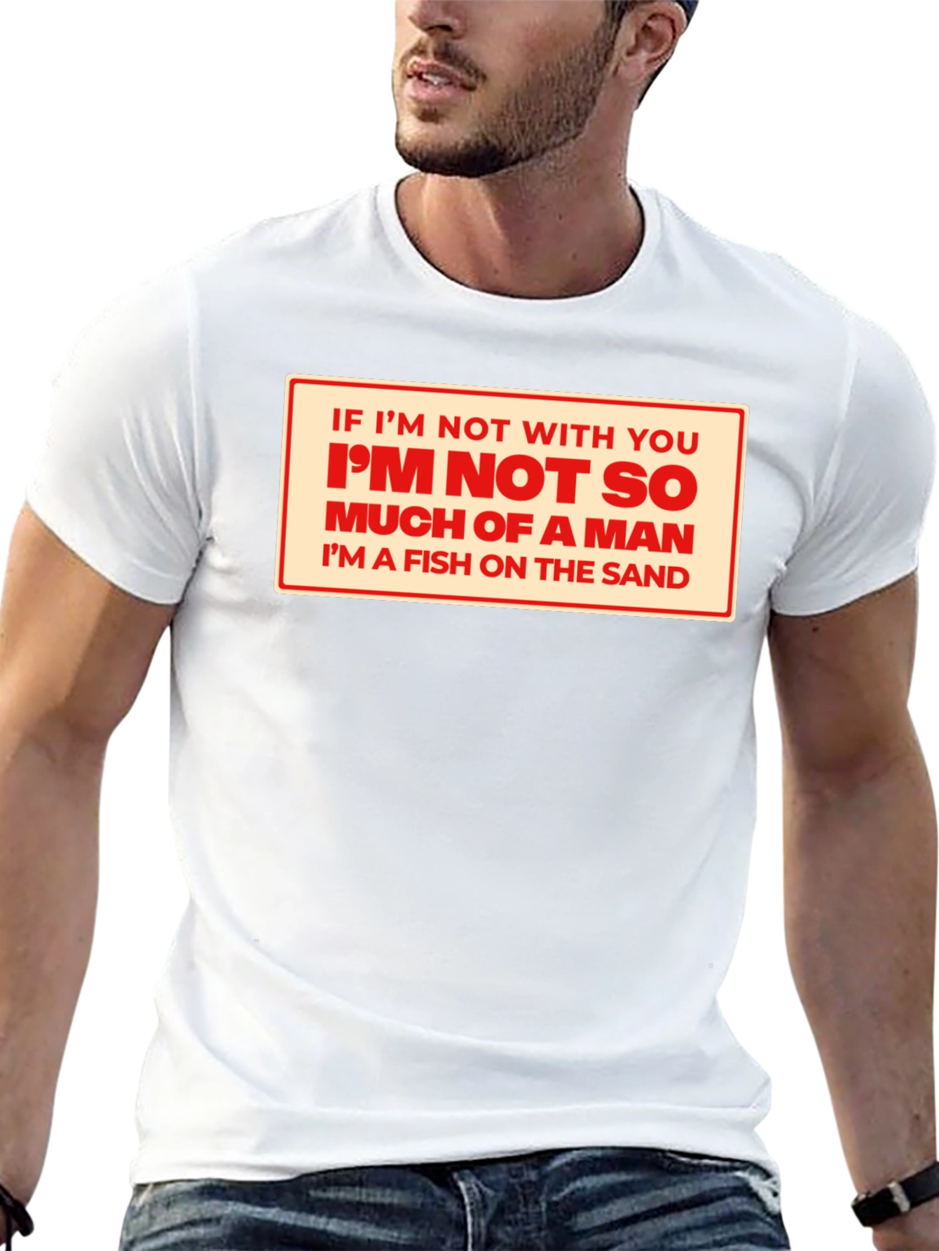 Fish on Sand T-Shirt Funny Fishing Gift