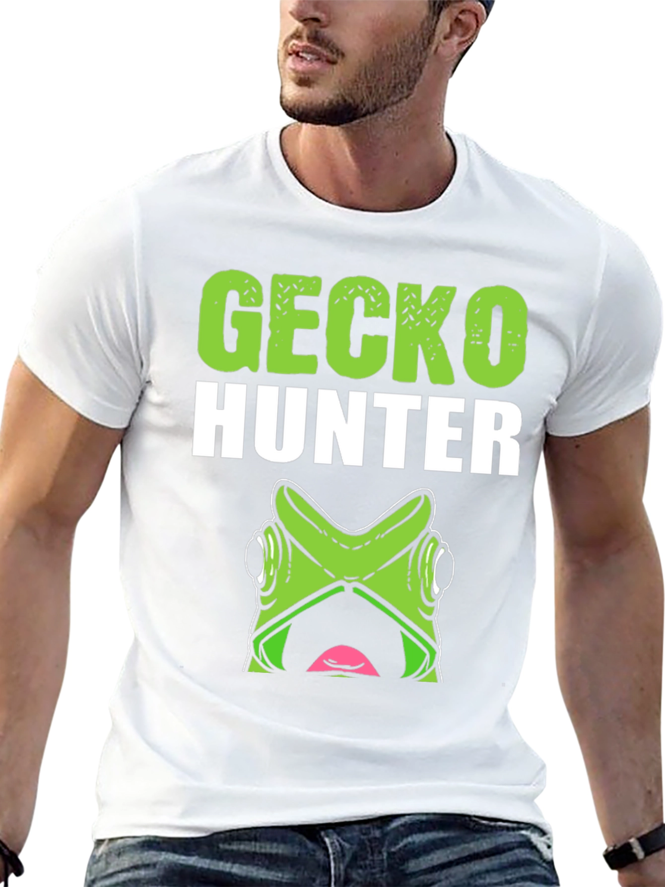 Gecko Hunter Graphic Tee - Funny Reptile Lover Shirt