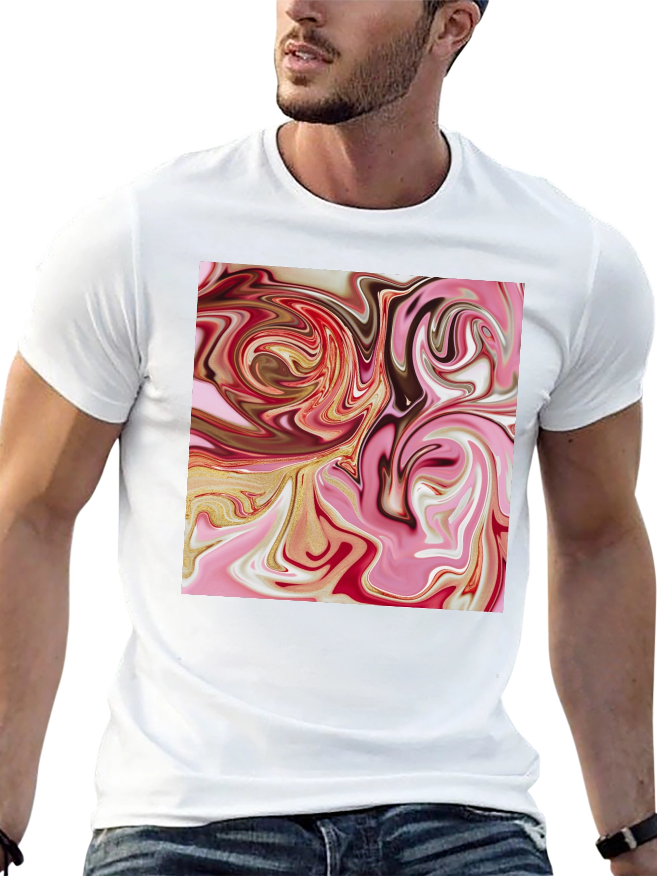 Abstract Swirl Graphic Tee - Black