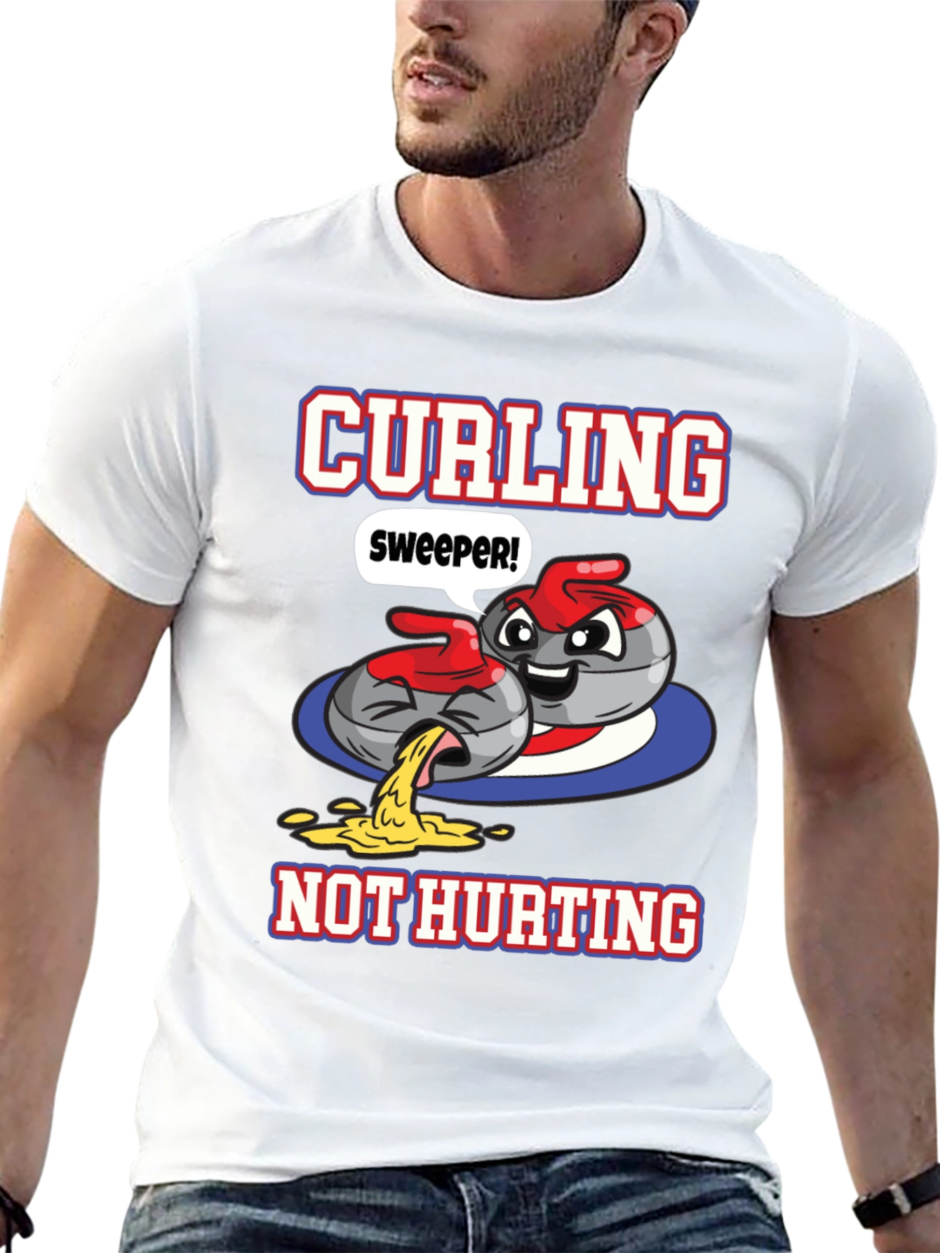 Funny Curling T-Shirt - Sweeper Not Hurting!